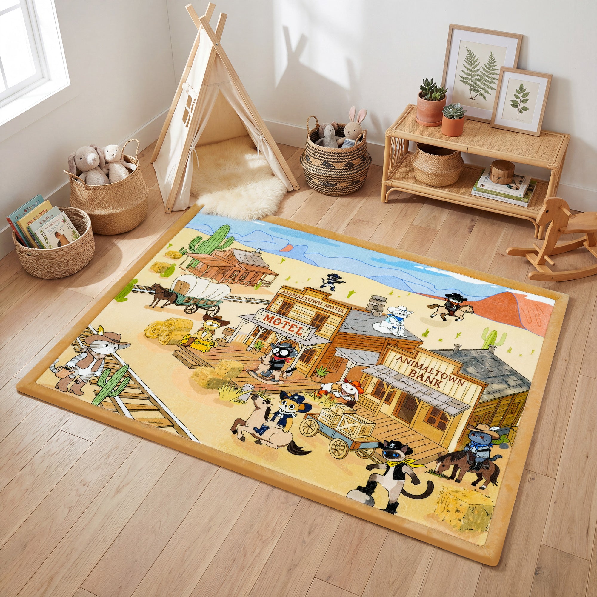 Whimsical Flannel Baby Play Mat 1.5" Thick – Non-Slip, Splash Resistant