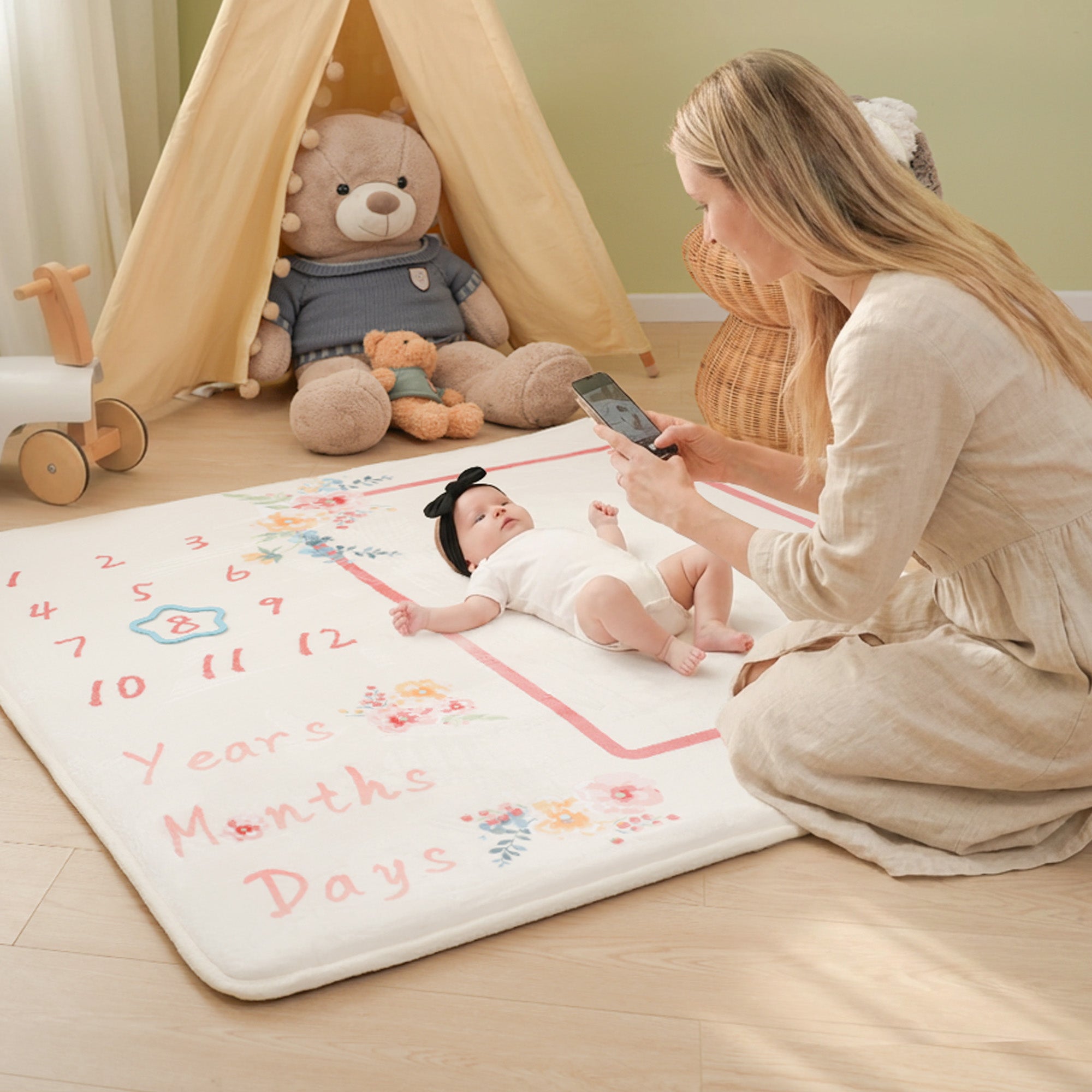 Milestone Moments Play Mat – 1.3" Flannel Memory Foam