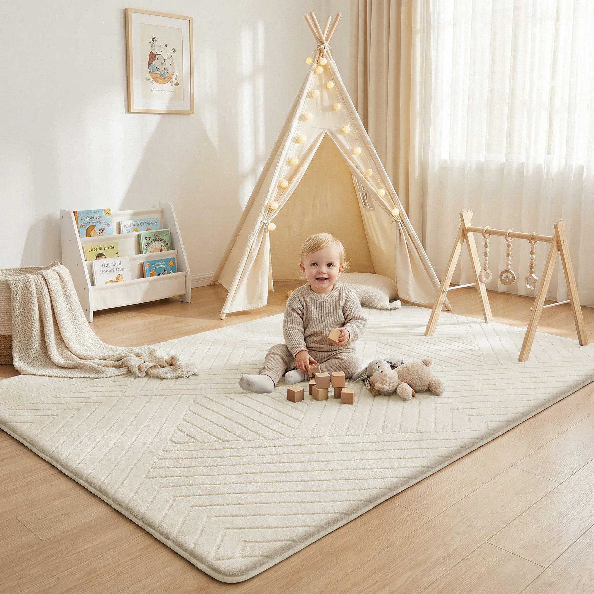 Diamond Weave Faux Fur Jacquard Plush Play Mat