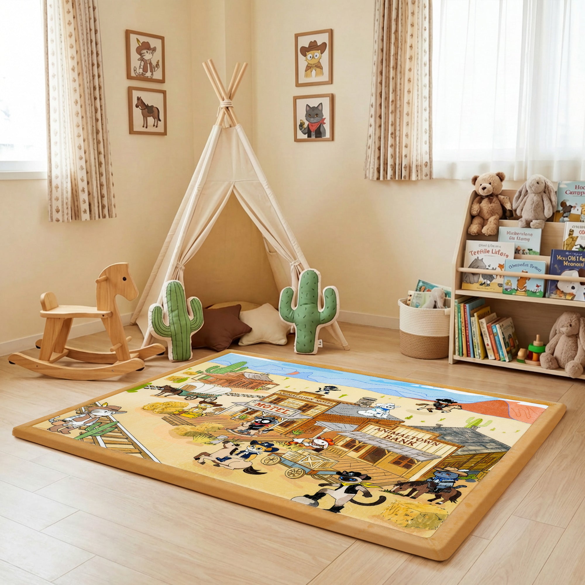 Whimsical Flannel Baby Play Mat 1.5" Thick – Non-Slip, Splash Resistant