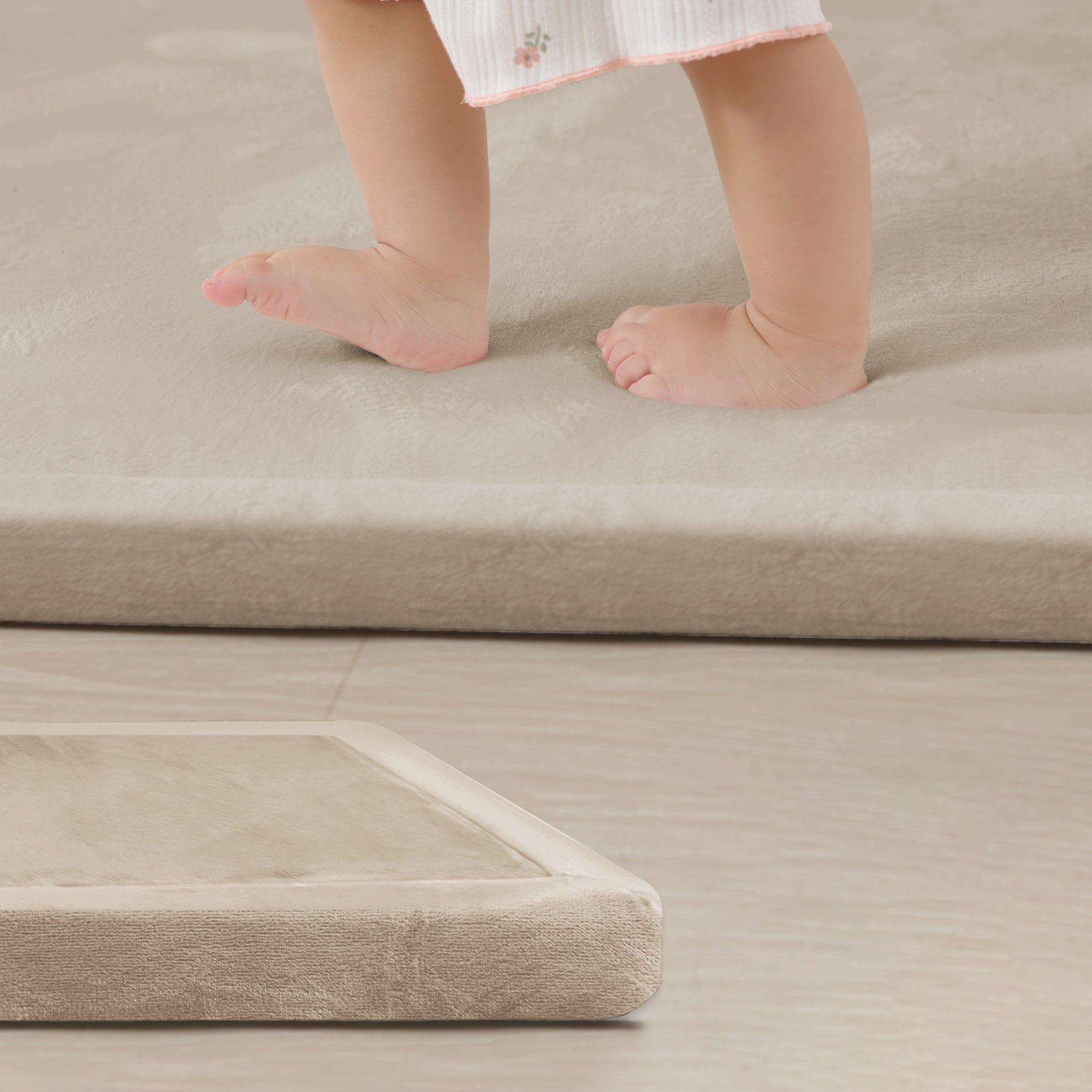 Plush Flannel Wide-edge Baby Play Mat 1.5" Thick – Non-Slip, Splash Resistant