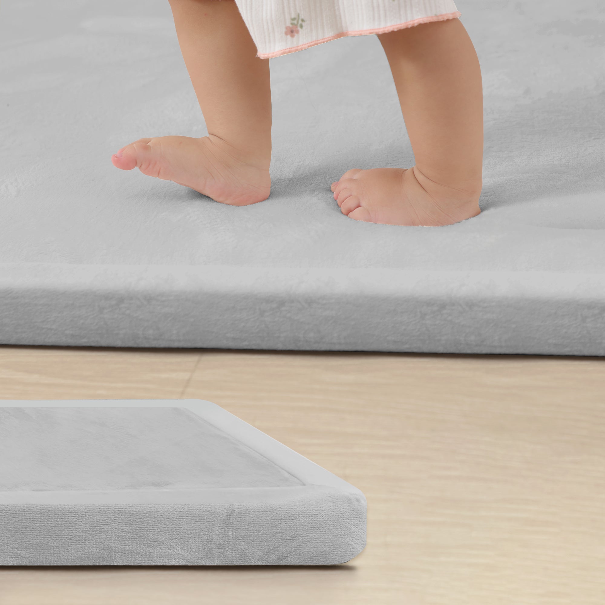 Plush Flannel Wide-edge Baby Play Mat 1.5" Thick – Non-Slip, Splash Resistant