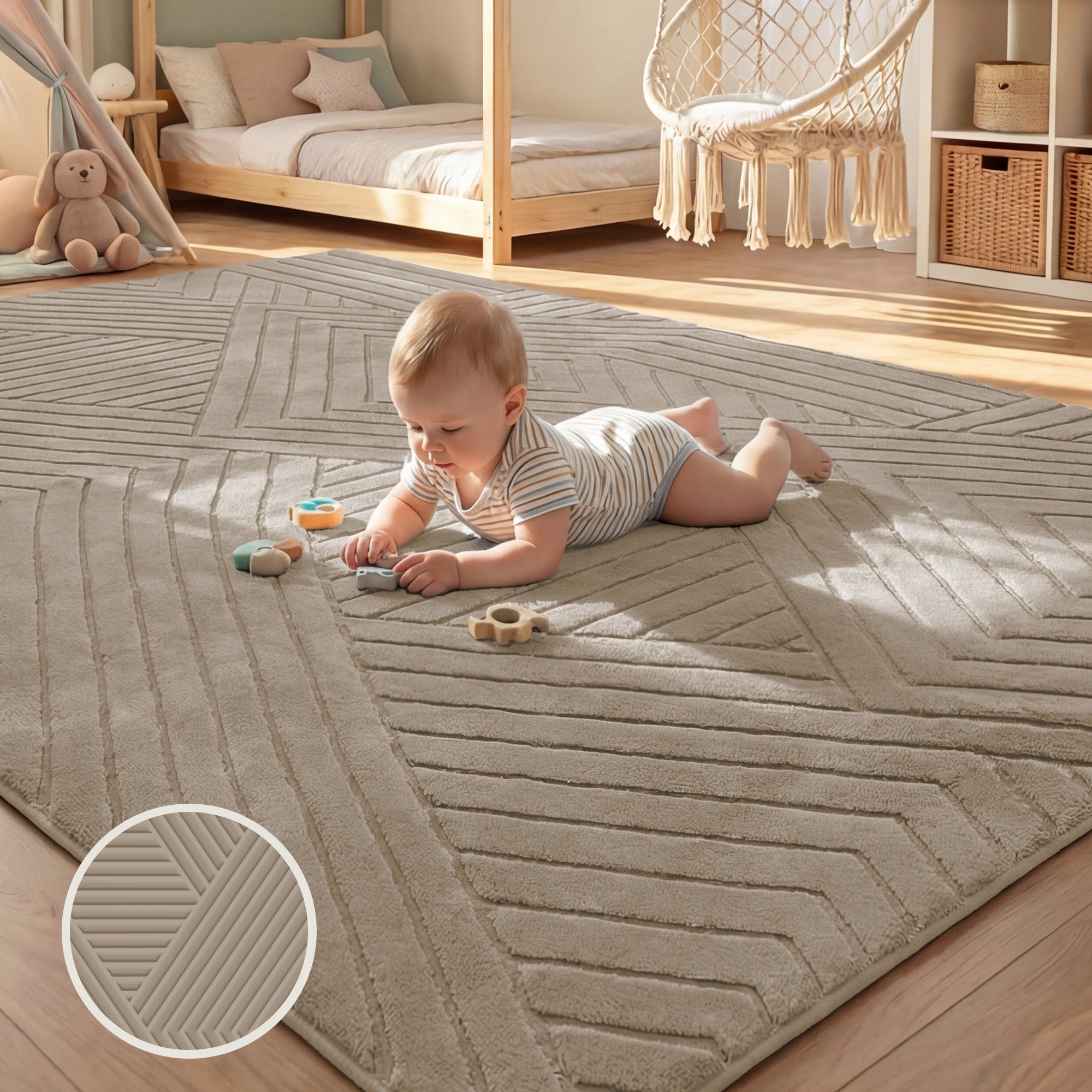 Diamond Weave Faux Fur Jacquard Plush Play Mat