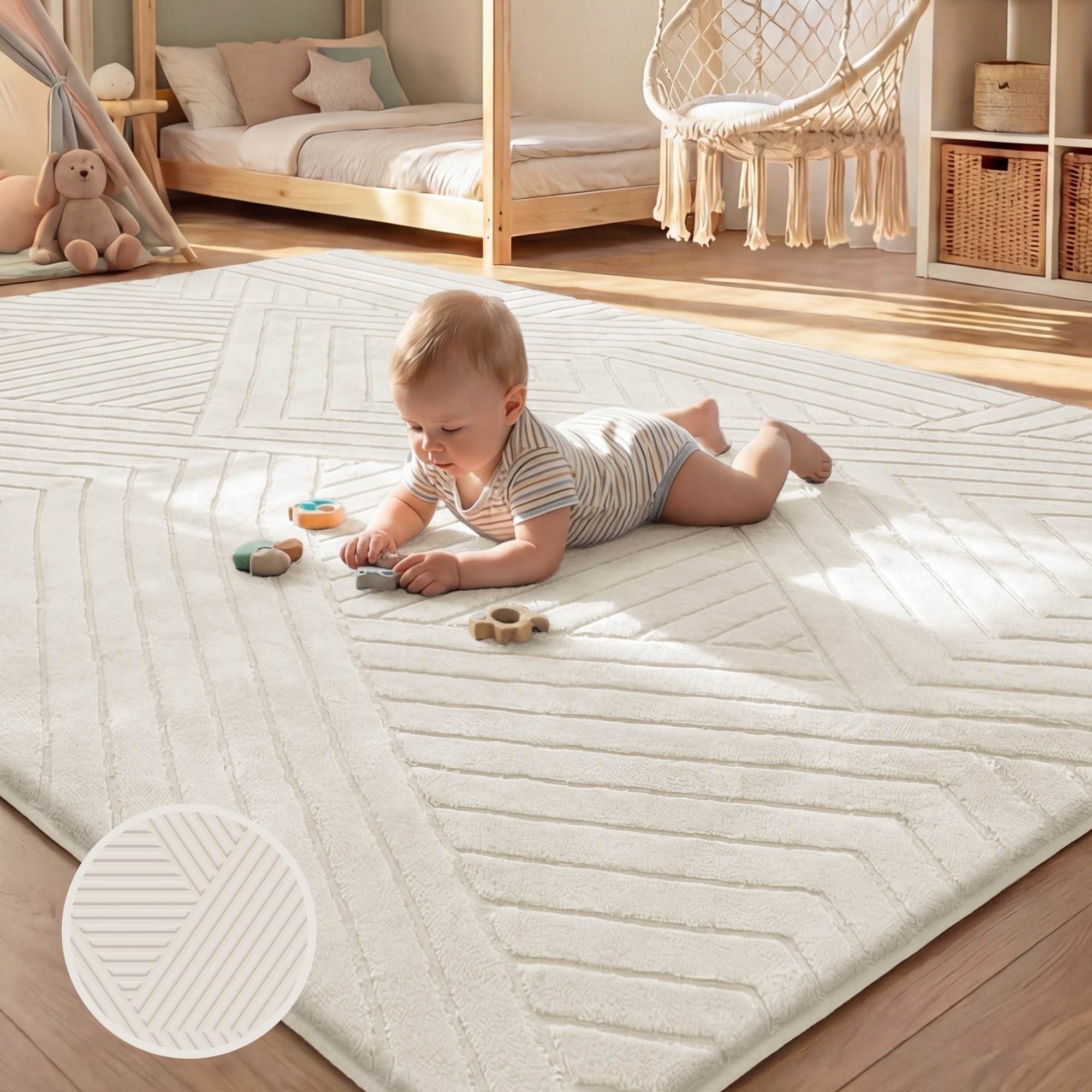 Diamond Weave Faux Fur Jacquard Plush Play Mat