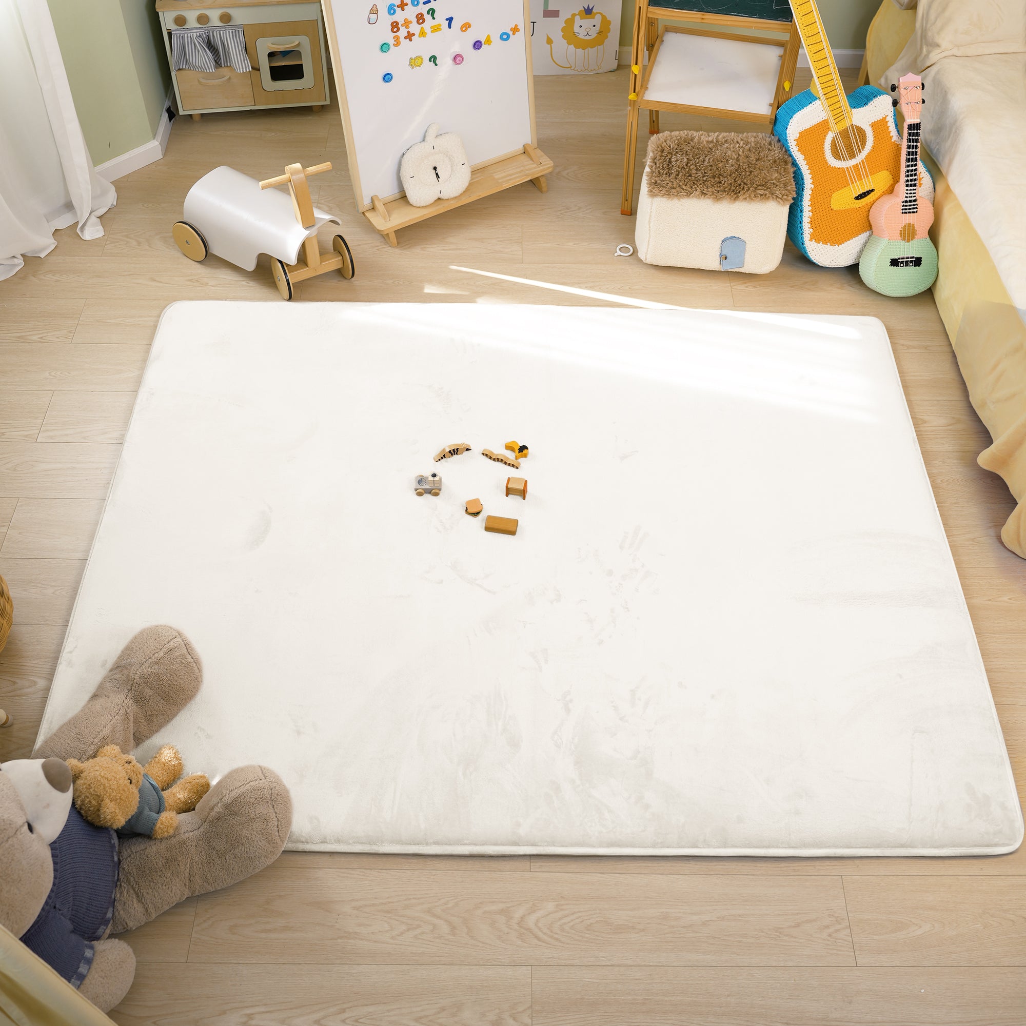 Plush Flannel Narrow-edge Baby Play Mat 1.5" Thick – Non-Slip, Splash Resistant