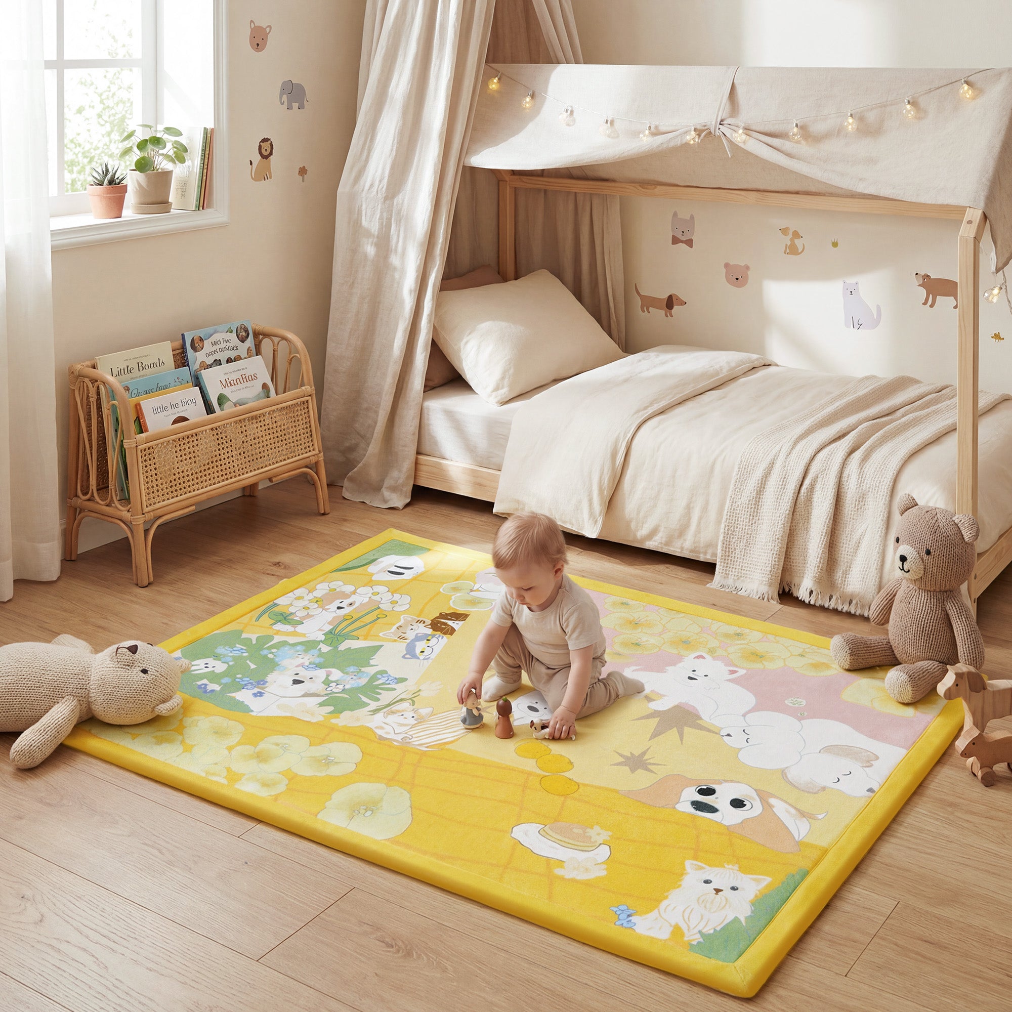 Whimsical Flannel Baby Play Mat 1.5" Thick – Non-Slip, Splash Resistant