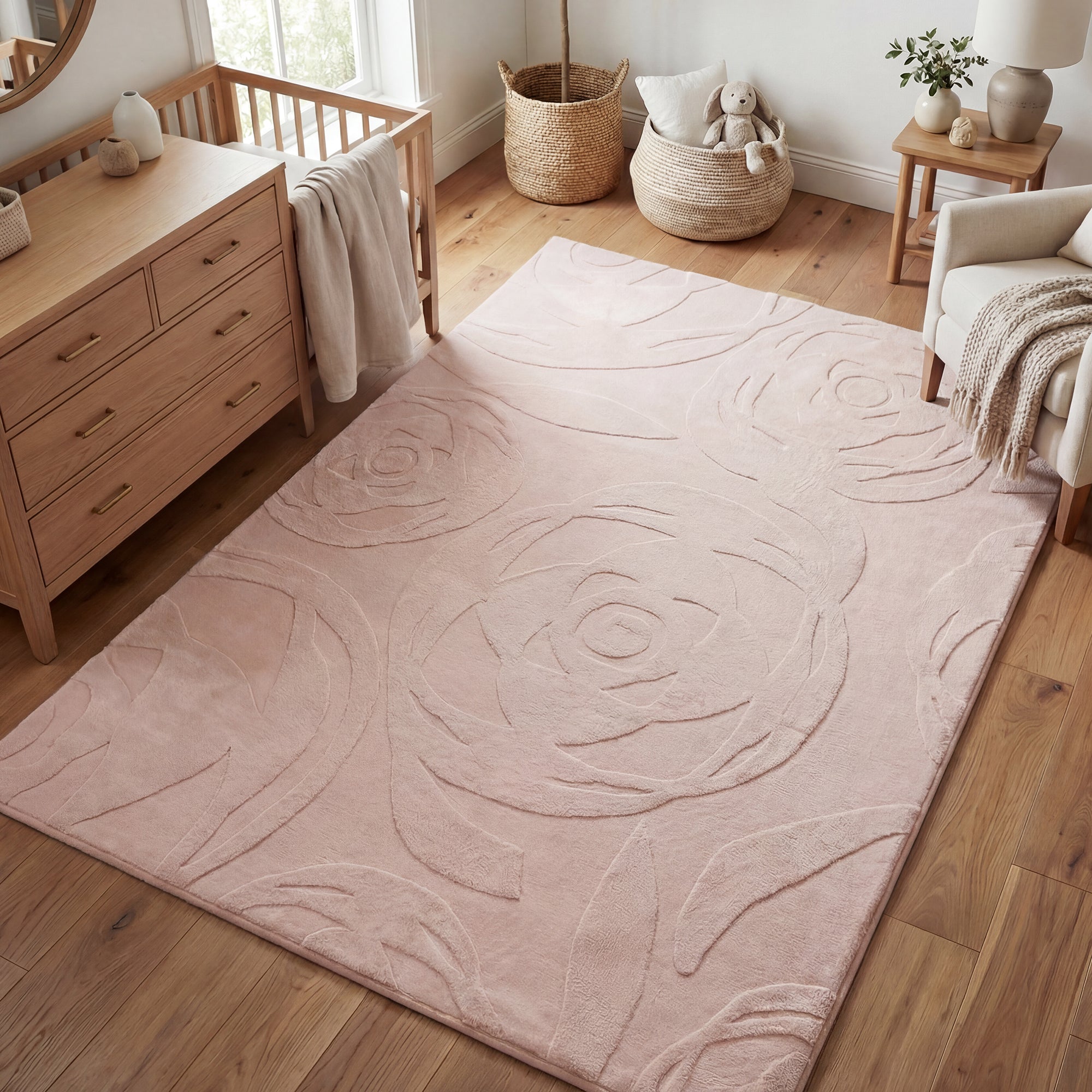 Rose Garden Faux Fur Jacquard Plush Play Mat