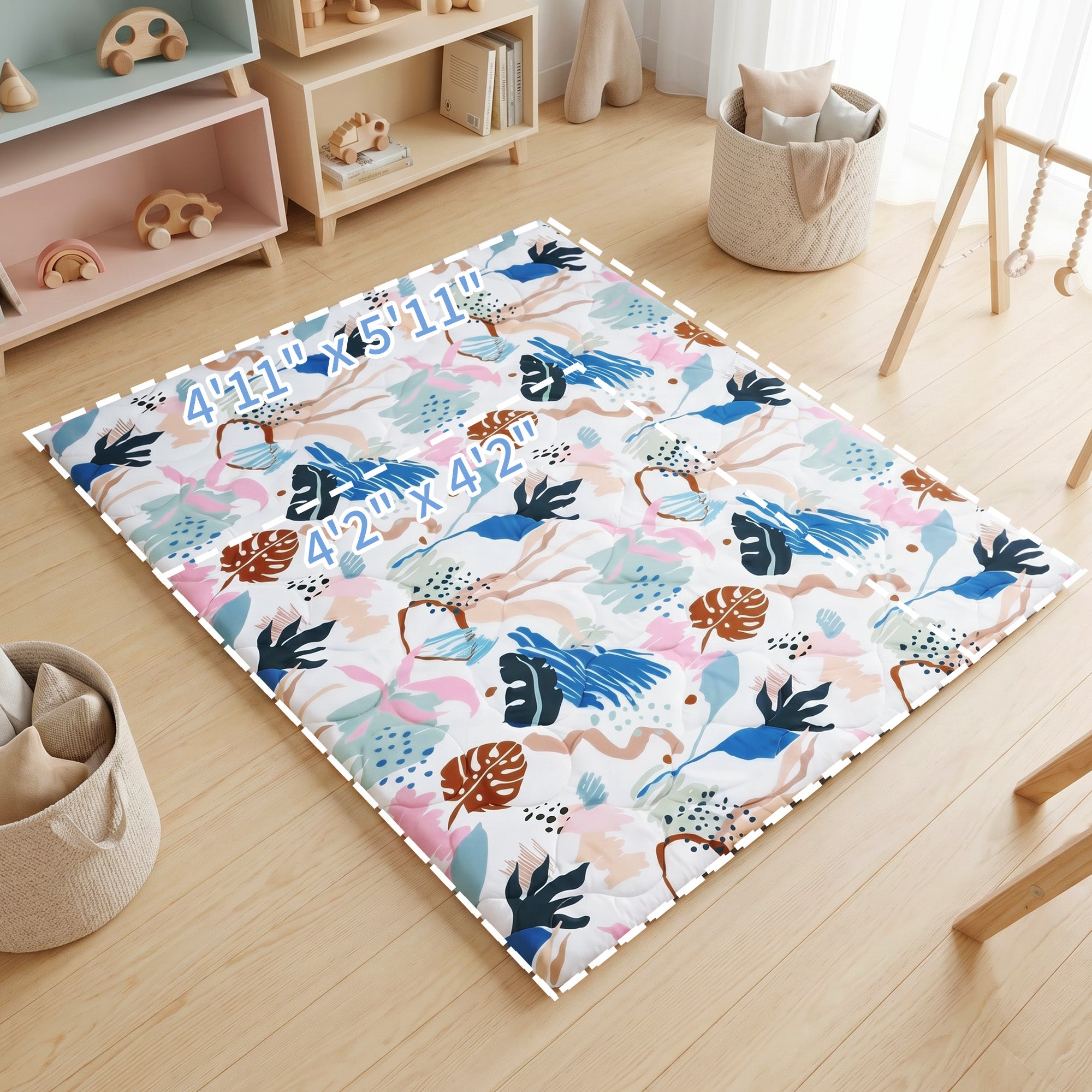 Quilted Comfort Baby Play Mat 1.5" Thick – Removable Cover, Non-Slip