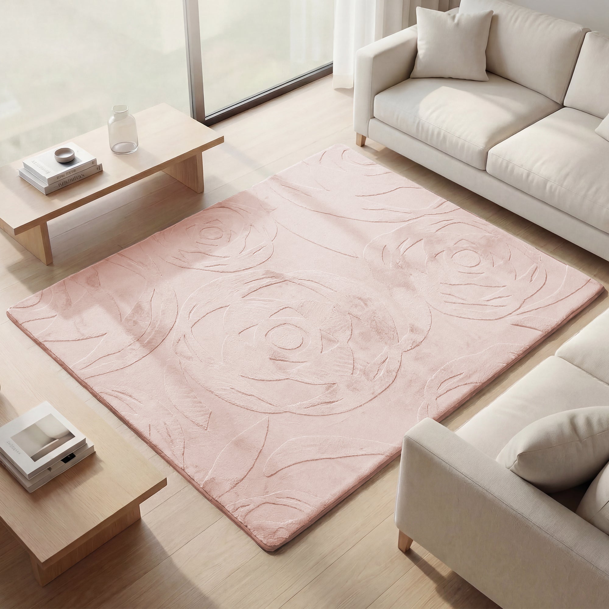 Rose Garden Faux Fur Jacquard Plush Play Mat