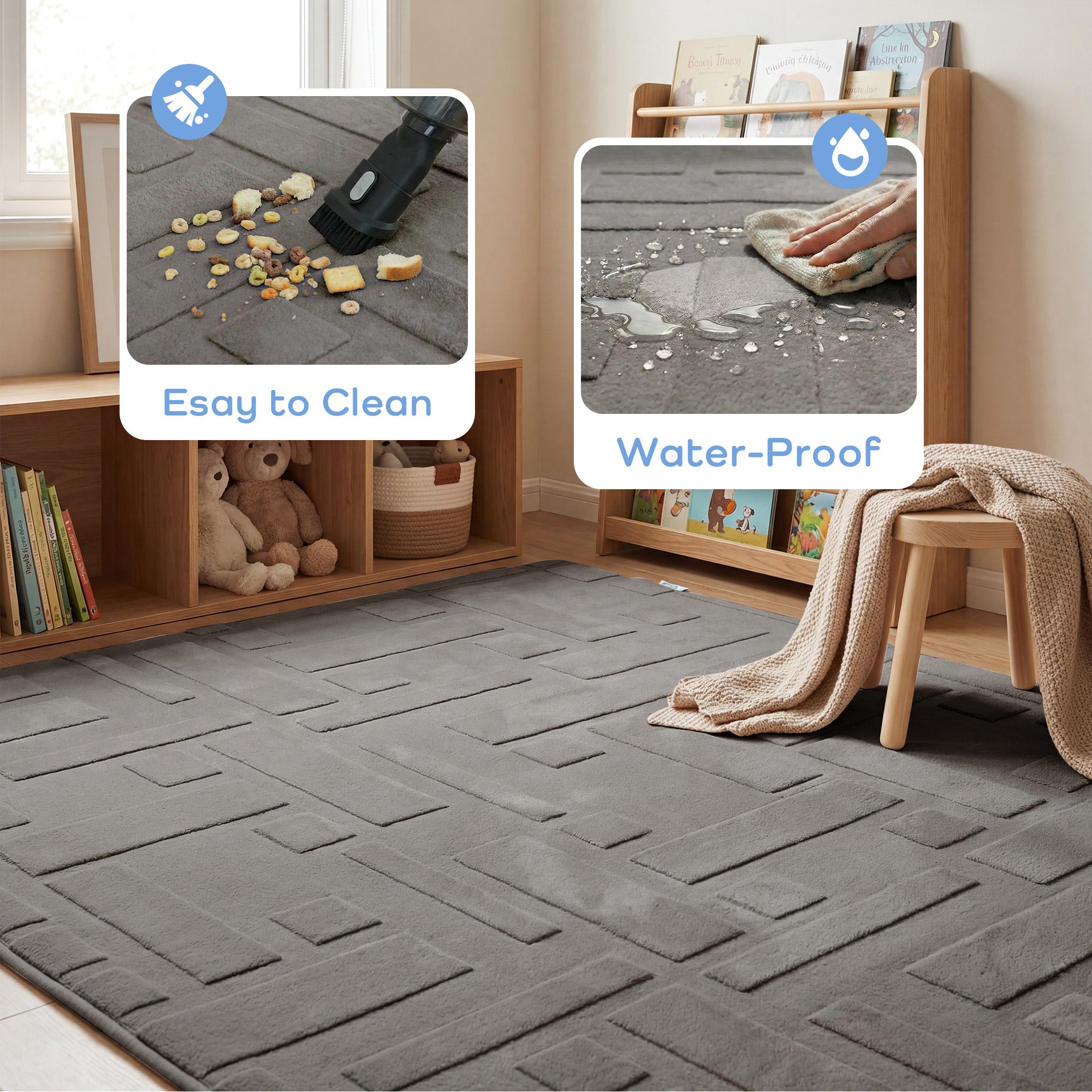 Classic Grid Faux Fur Jacquard Plush Play Mat