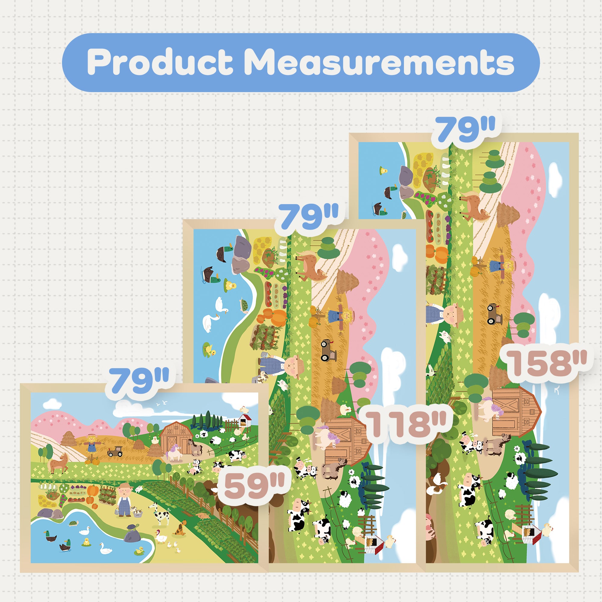 Whimsical Flannel Baby Play Mat 1.5" Thick – Non-Slip, Splash Resistant