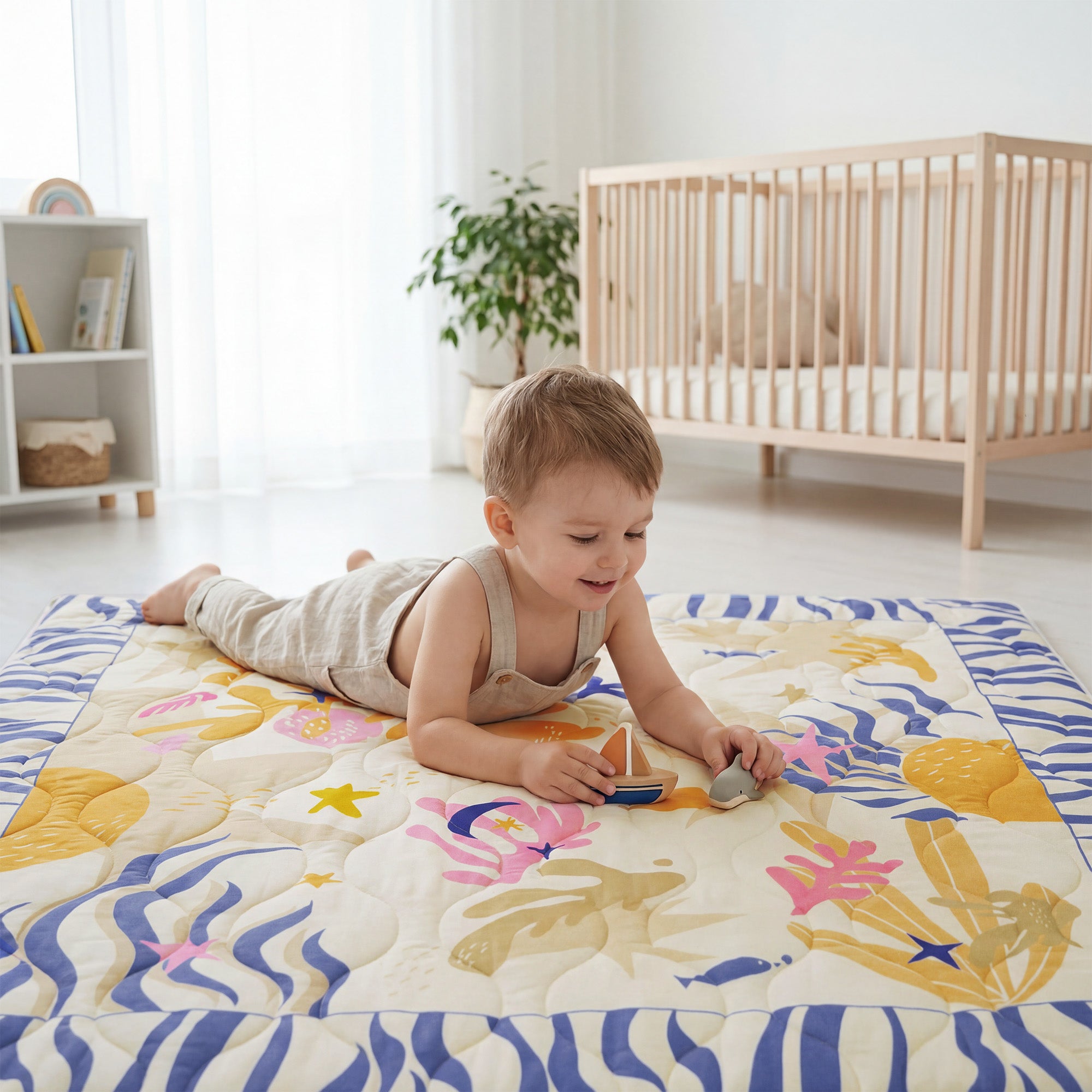 Quilted Comfort Baby Play Mat 1.5" Thick – Removable Cover, Non-Slip