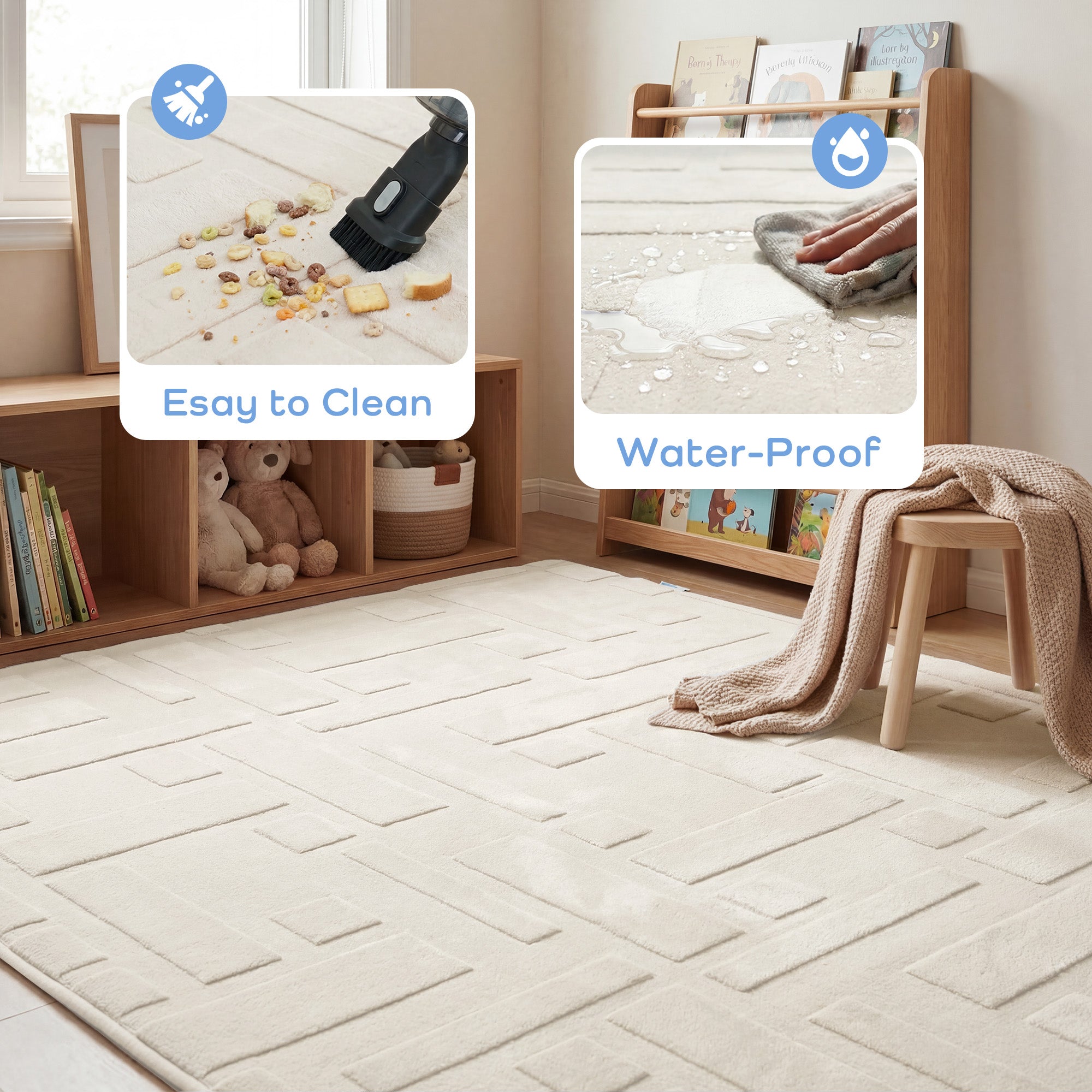 Classic Grid Faux Fur Jacquard Plush Play Mat
