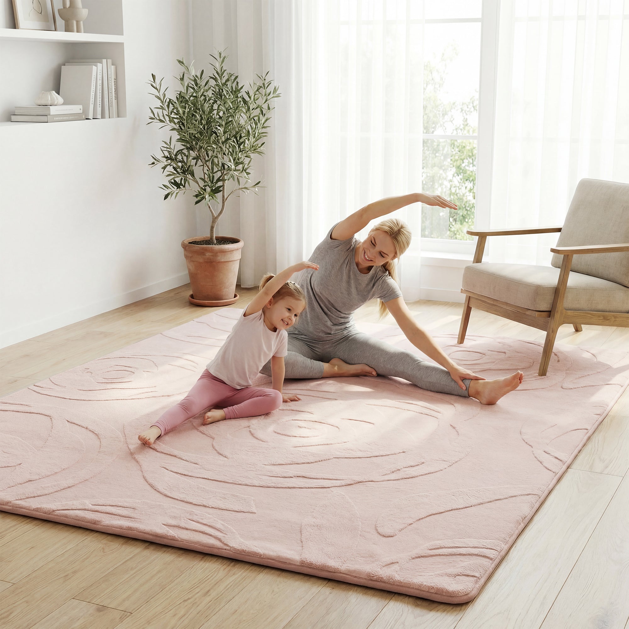 Rose Garden Faux Fur Jacquard Plush Play Mat