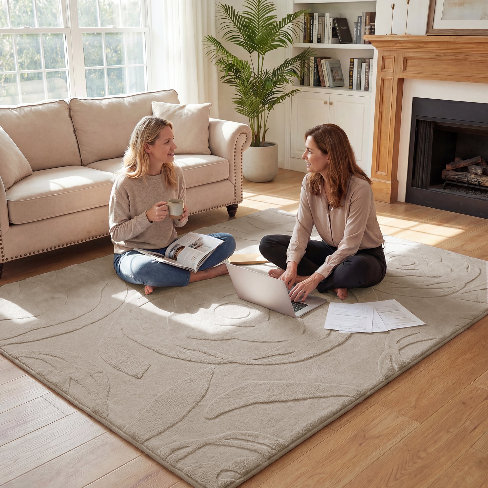 Rose Garden Faux Fur Jacquard Plush Play Mat