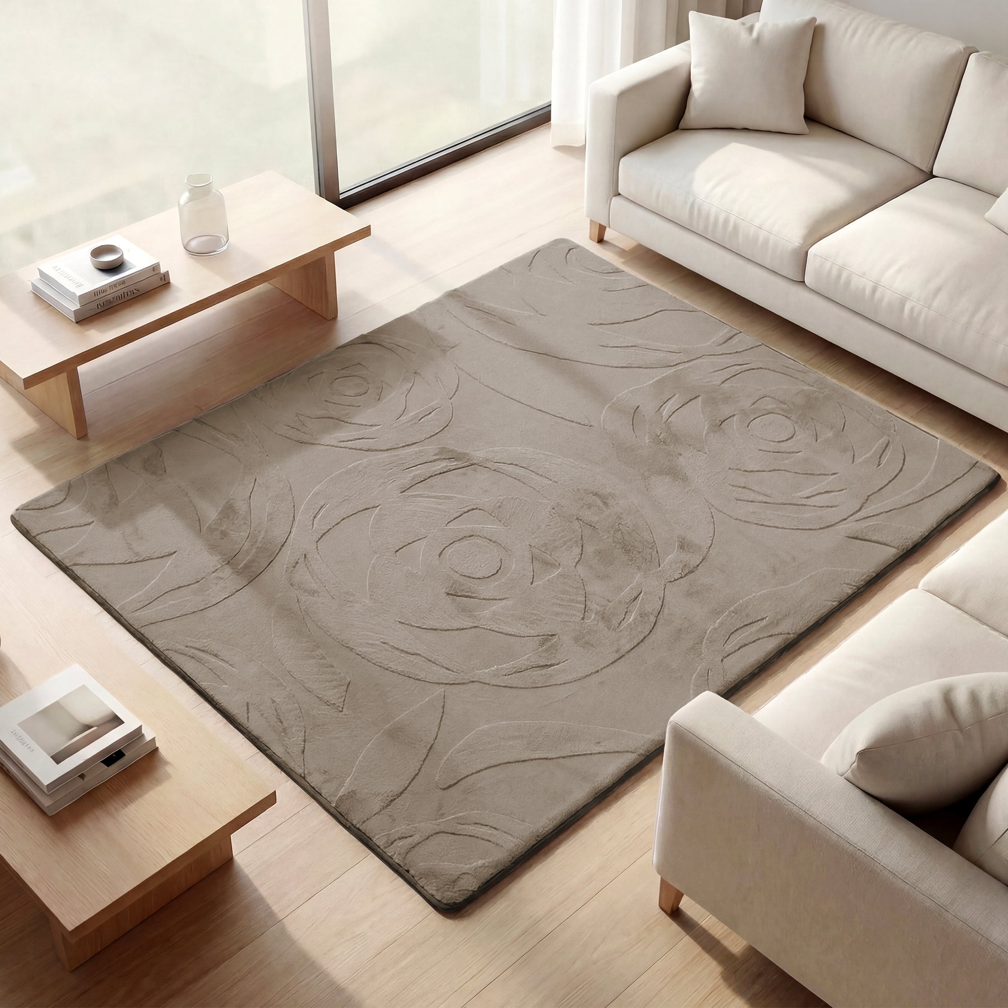 Rose Garden Faux Fur Jacquard Plush Play Mat