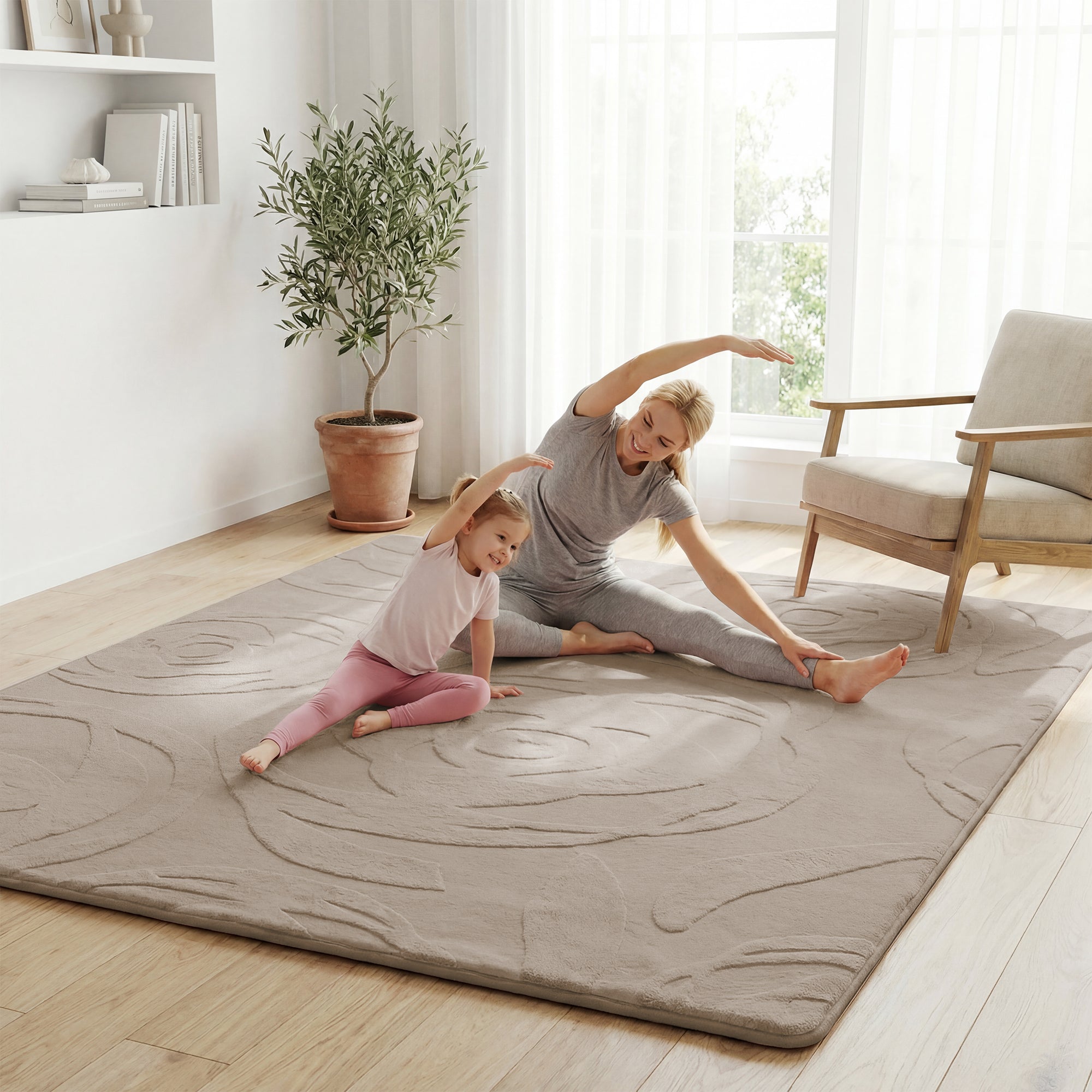 Rose Garden Faux Fur Jacquard Plush Play Mat