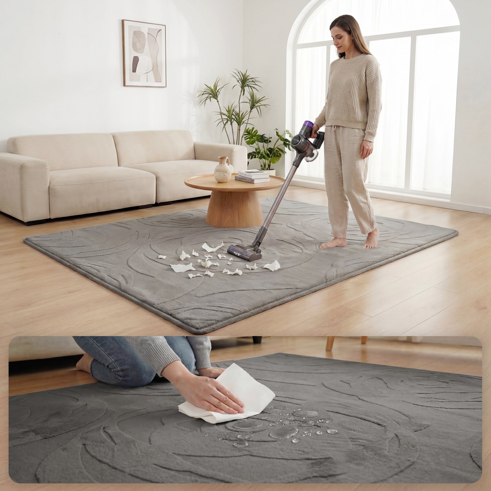 Rose Garden Faux Fur Jacquard Plush Play Mat