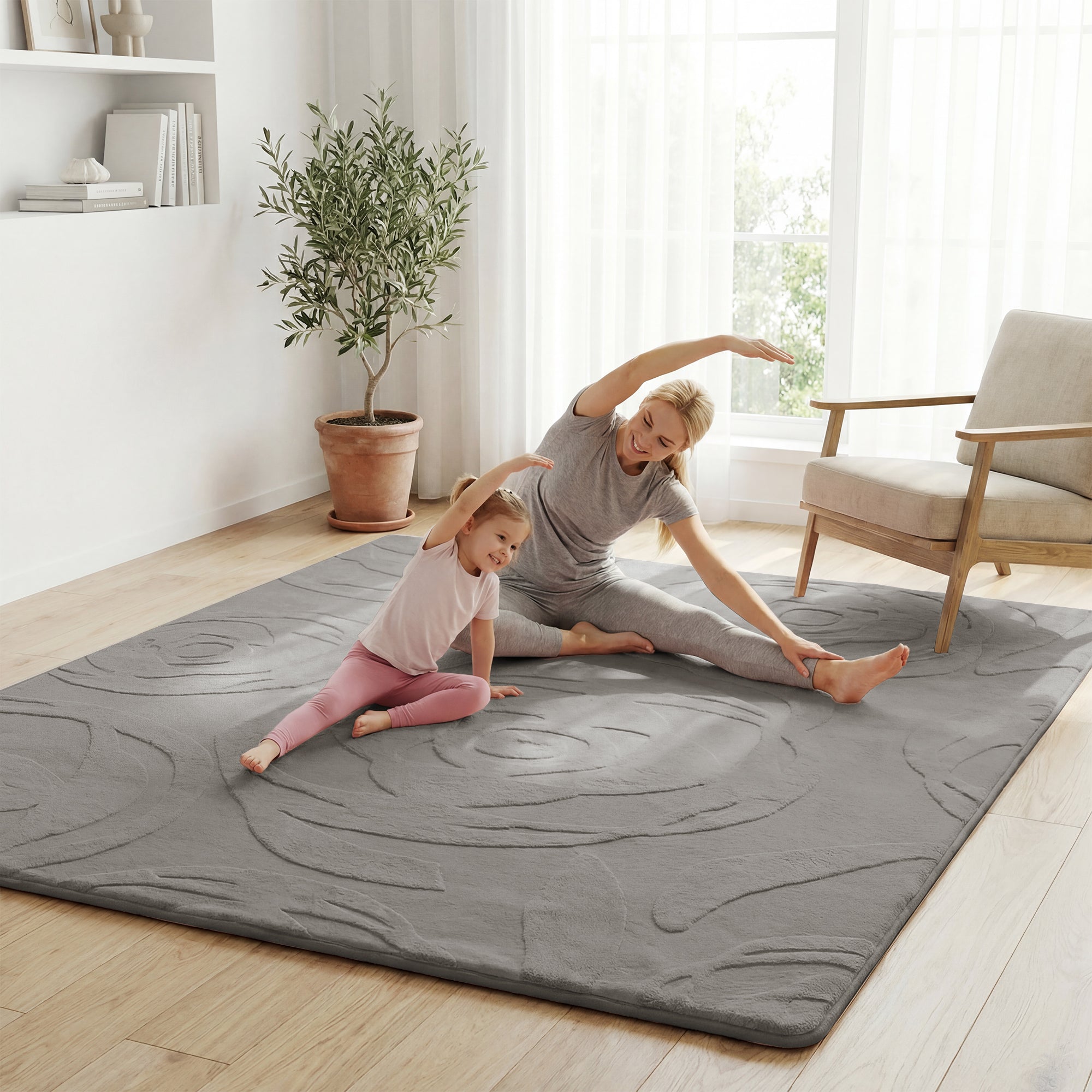 Rose Garden Faux Fur Jacquard Plush Play Mat