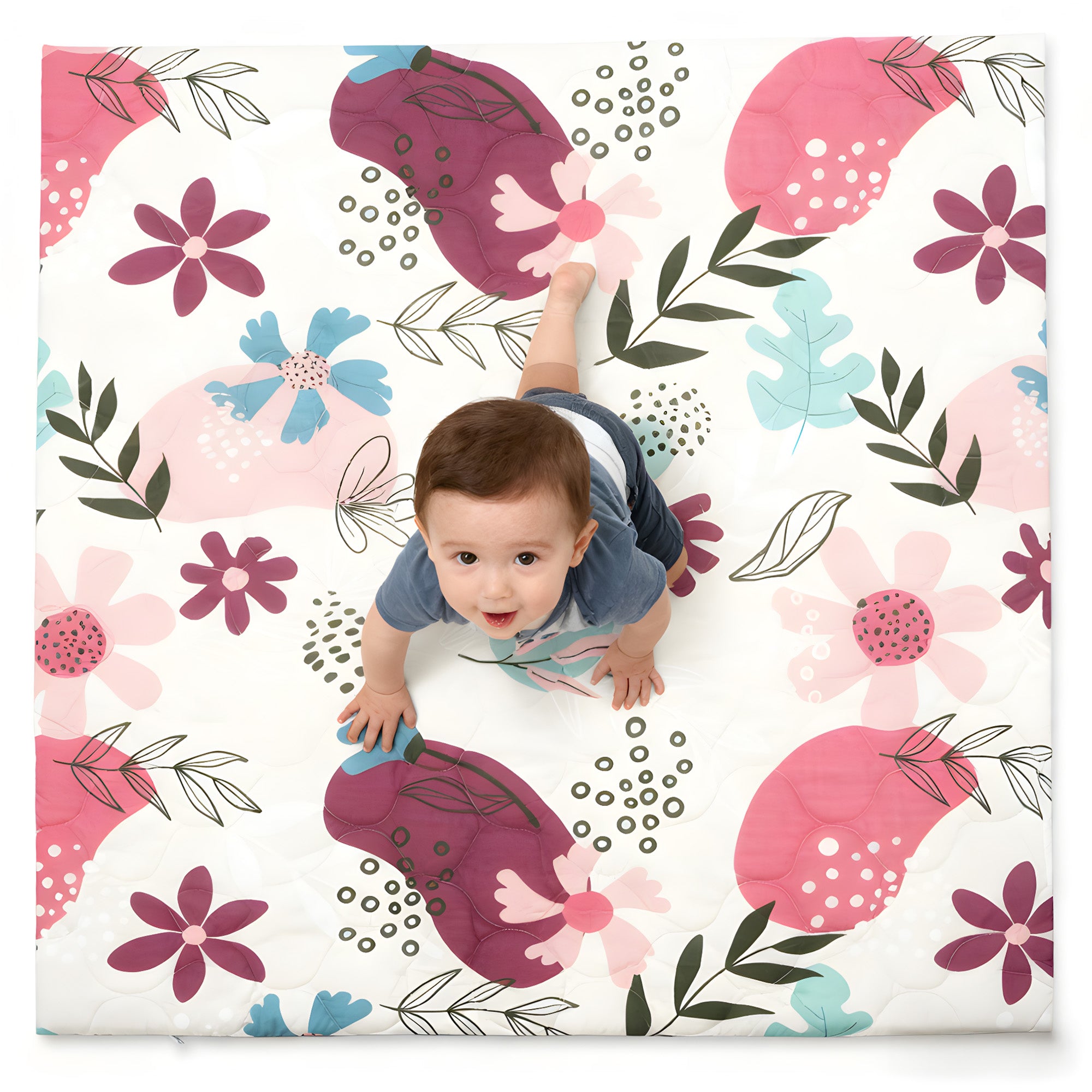 Quilted Comfort Baby Play Mat 1.5" Thick – Removable Cover, Non-Slip