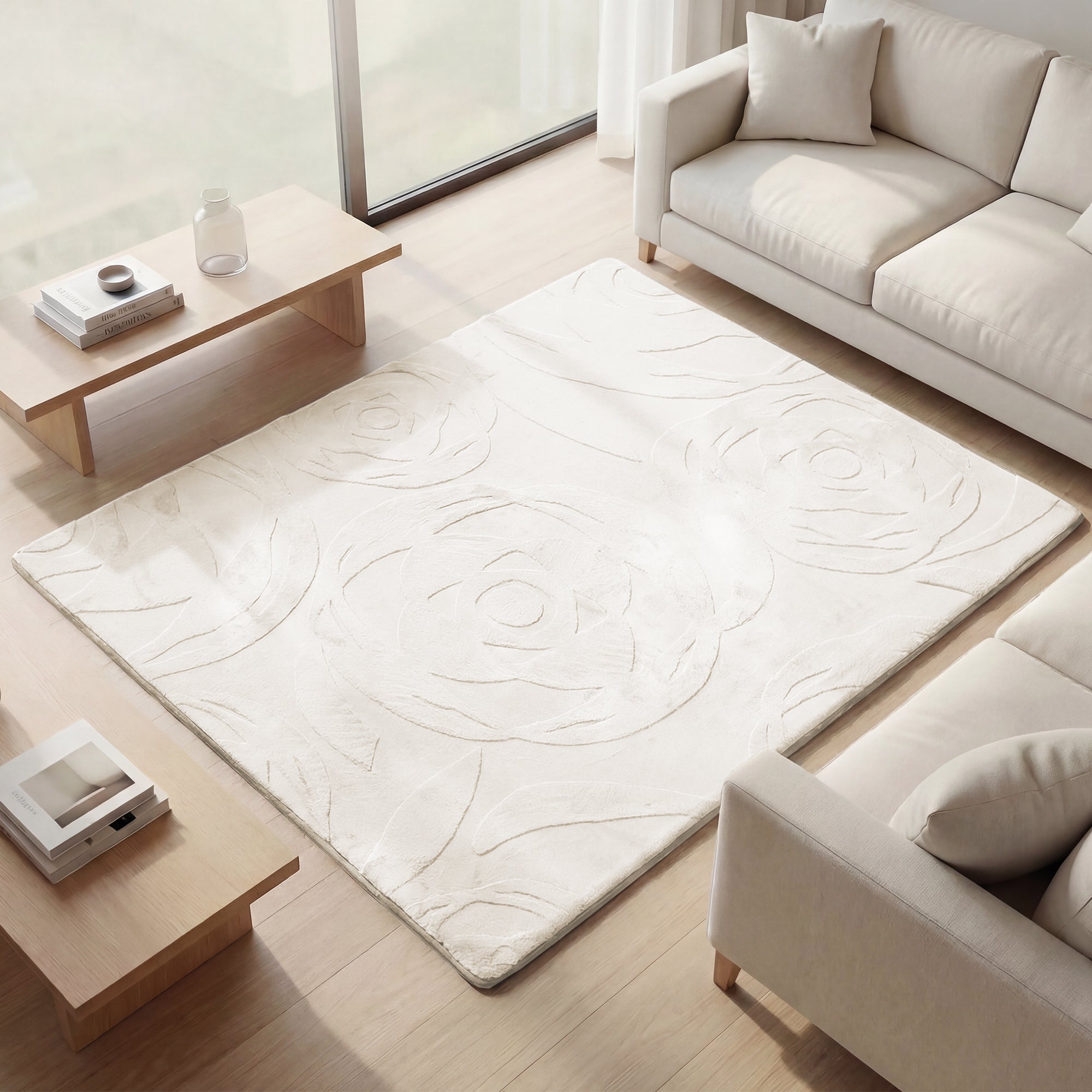 Rose Garden Faux Fur Jacquard Plush Play Mat