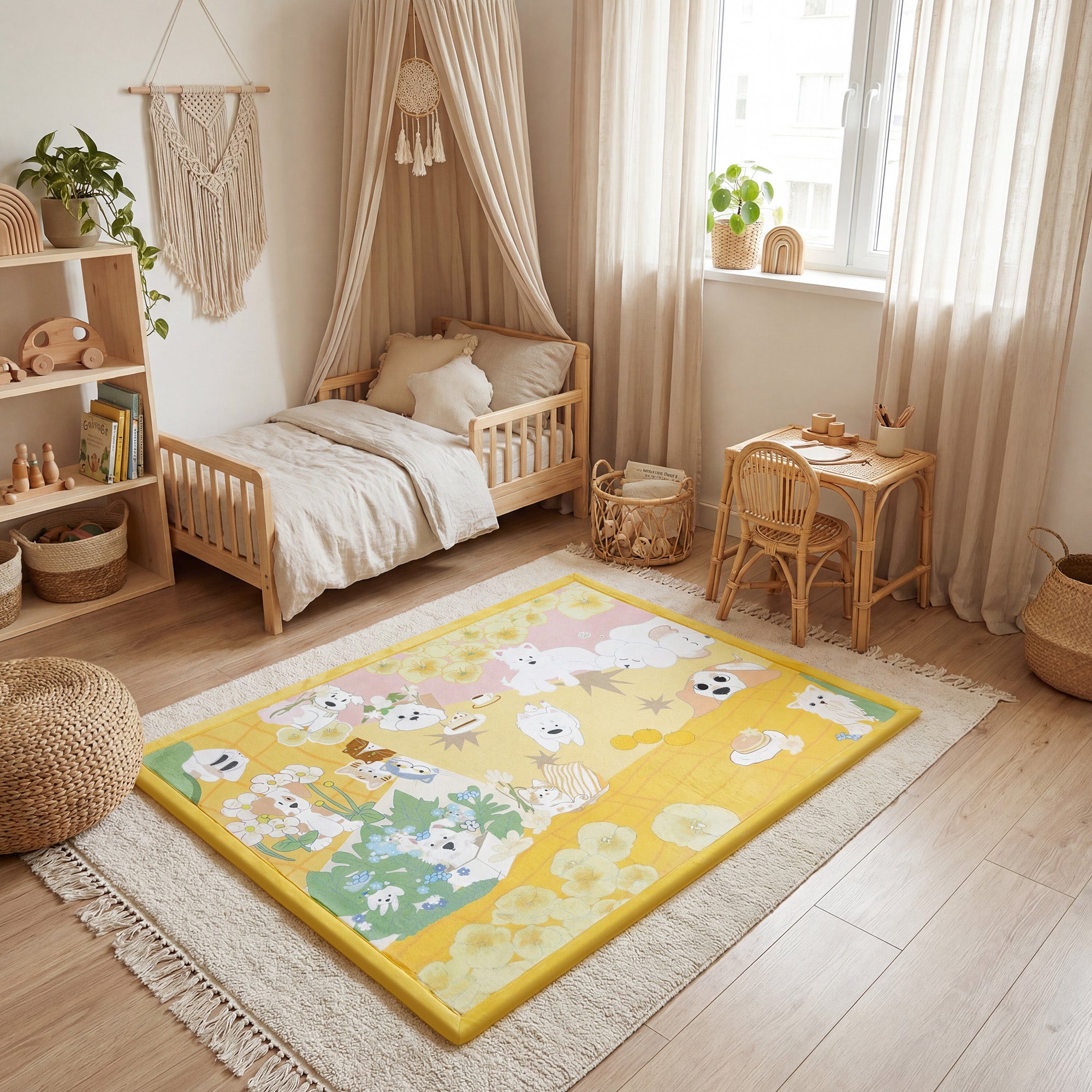 Whimsical Flannel Baby Play Mat 1.5" Thick – Non-Slip, Splash Resistant