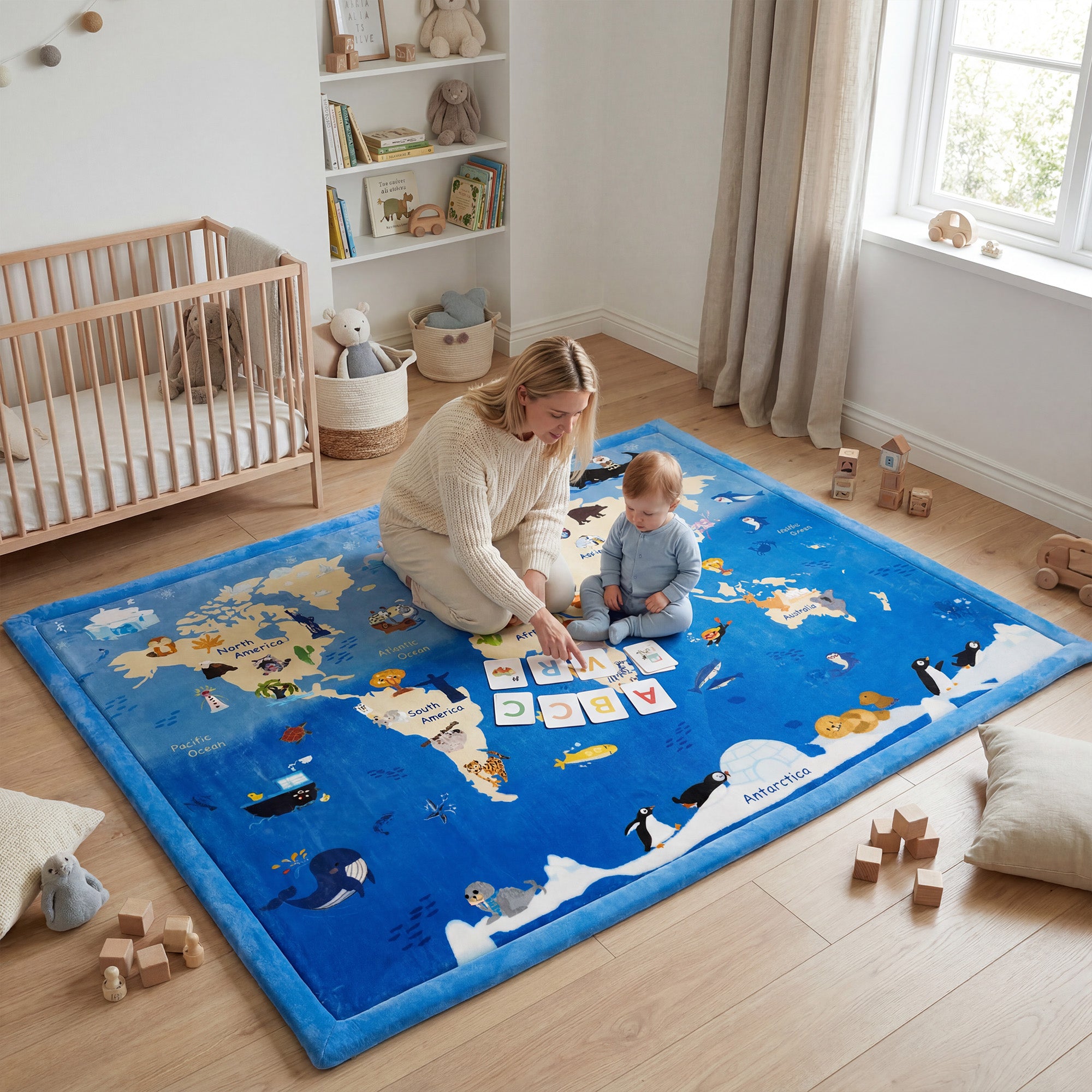 Whimsical Flannel Baby Play Mat 1.5" Thick – Non-Slip, Splash Resistant