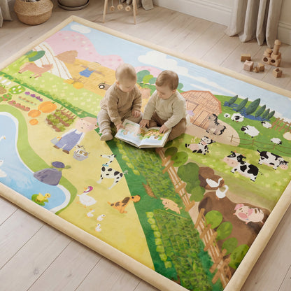 Whimsical Flannel Baby Play Mat 1.5" Thick – Non-Slip, Splash Resistant