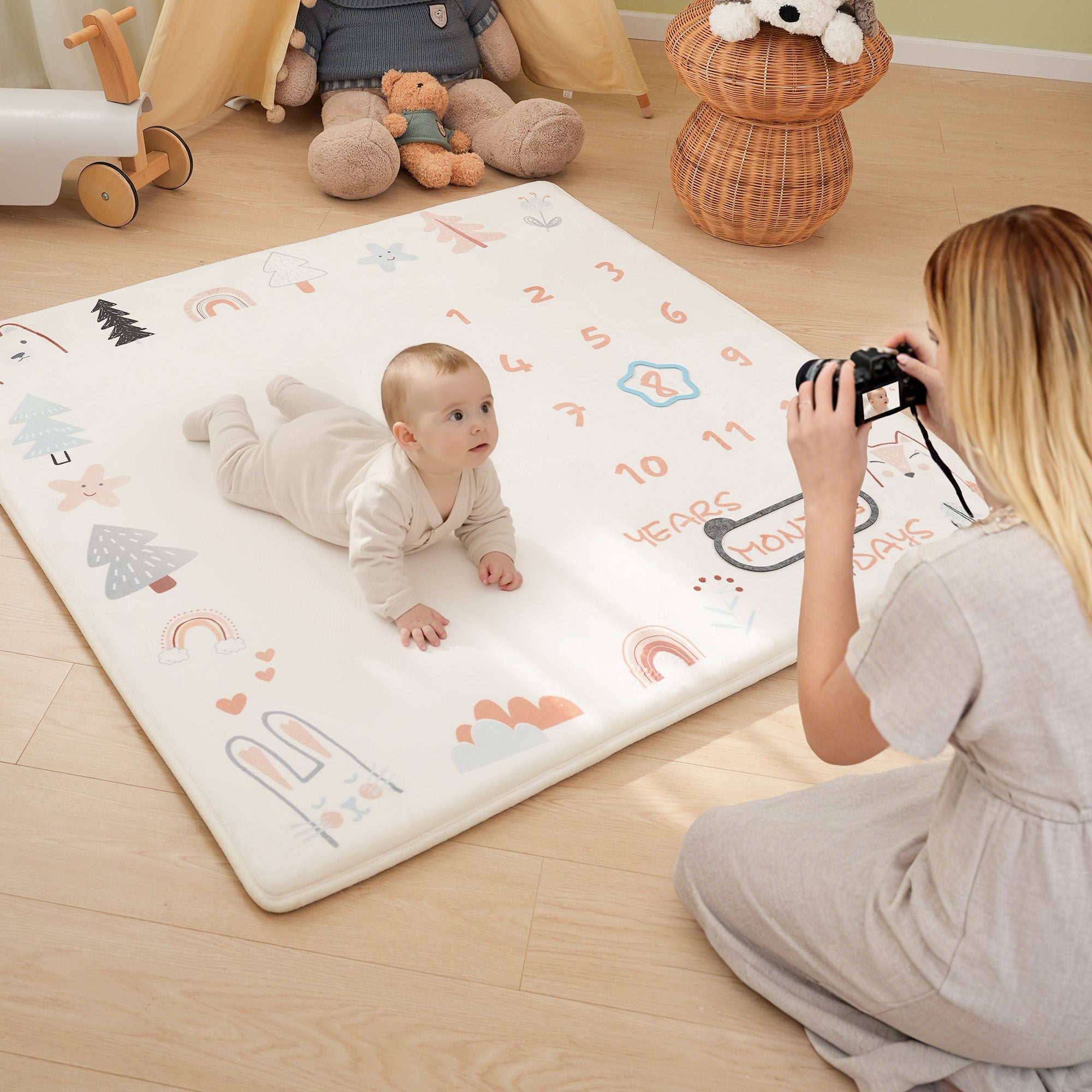 Milestone Moments Play Mat – 1.3" Flannel Memory Foam