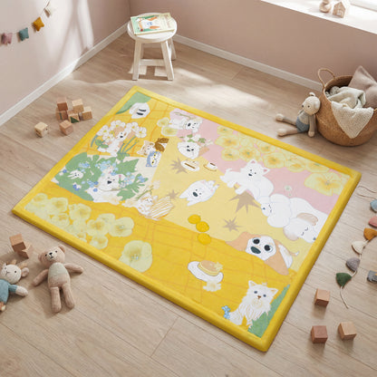 Whimsical Flannel Baby Play Mat 1.5" Thick – Non-Slip, Splash Resistant