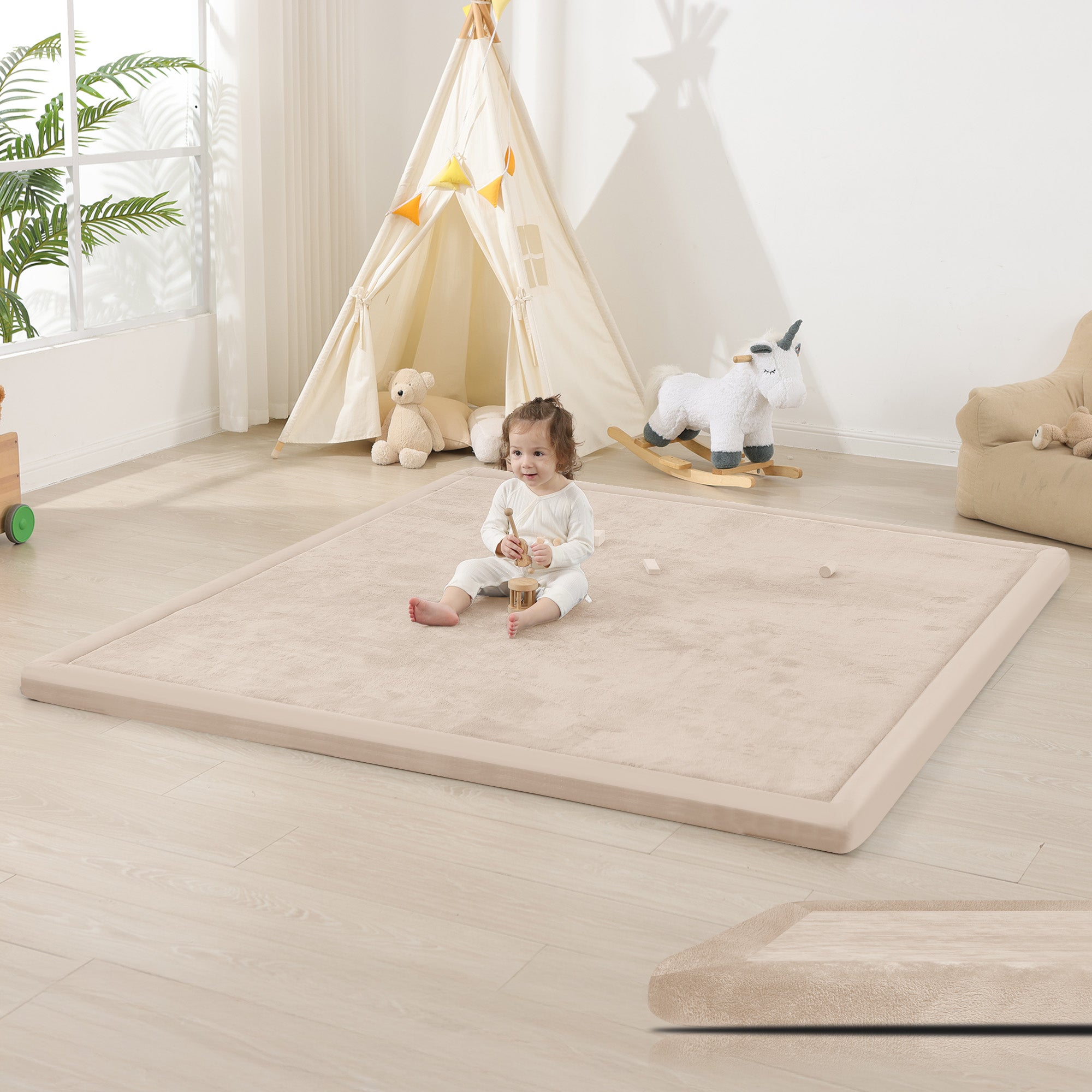 Memory Foam Baby Play Mat 1.3" Thick – Non-Slip, Splash Resistant