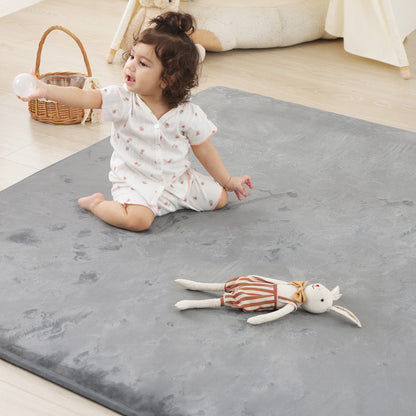Plush Flannel Narrow-edge Baby Play Mat 1.5" Thick – Non-Slip, Splash Resistant