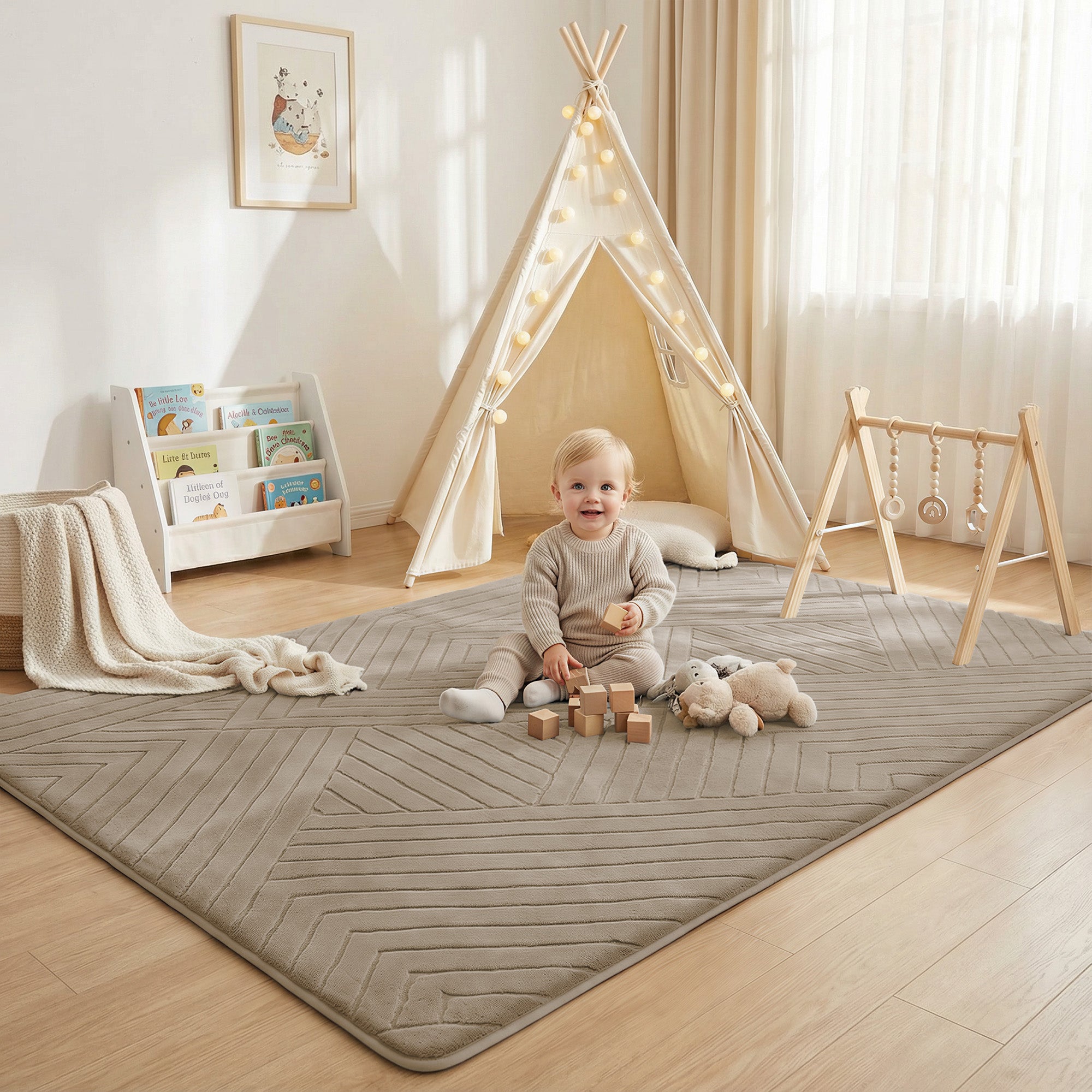 Diamond Weave Faux Fur Jacquard Plush Play Mat – PaPaMat