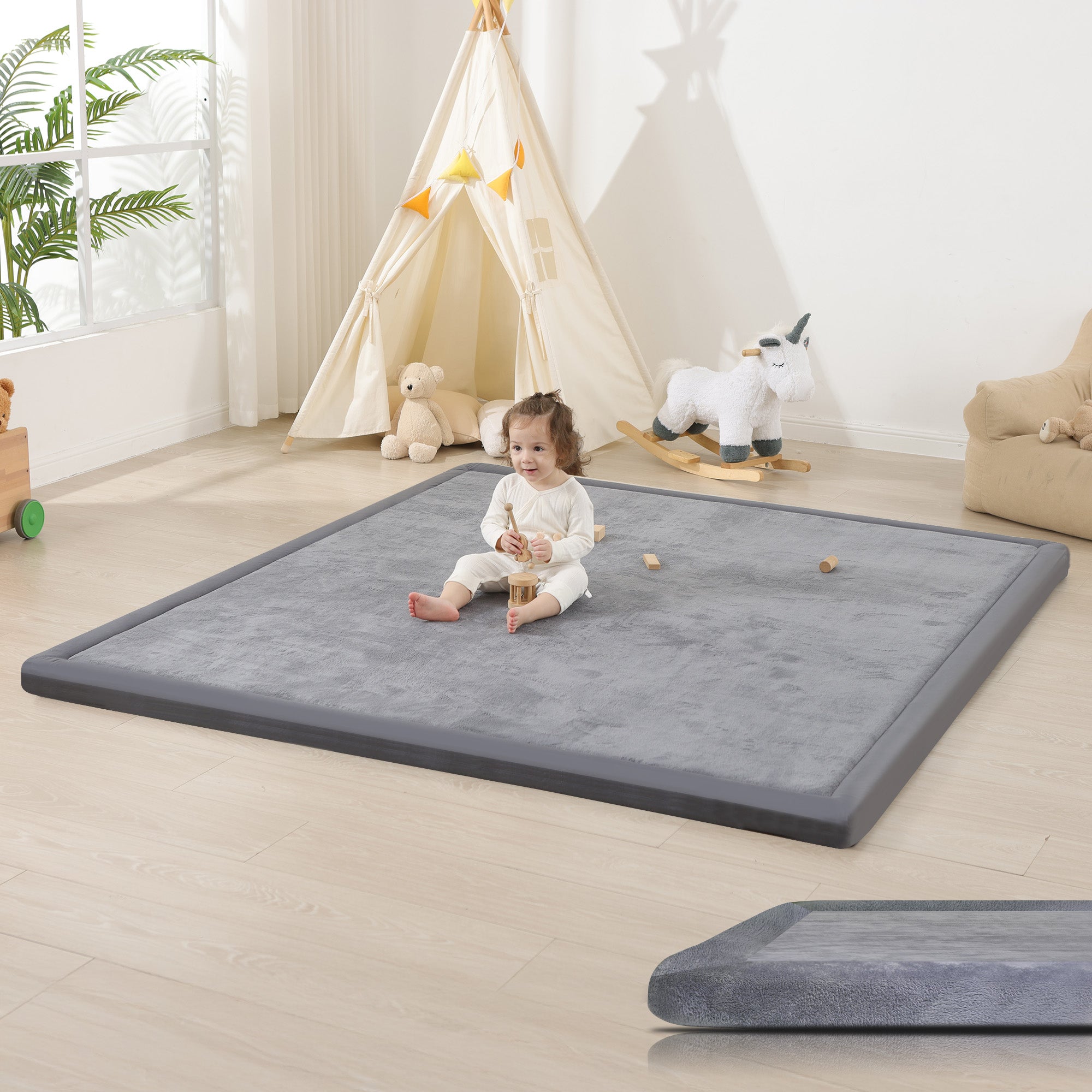 Memory Foam Baby Play Mat 1.3" Thick – Non-Slip, Splash Resistant