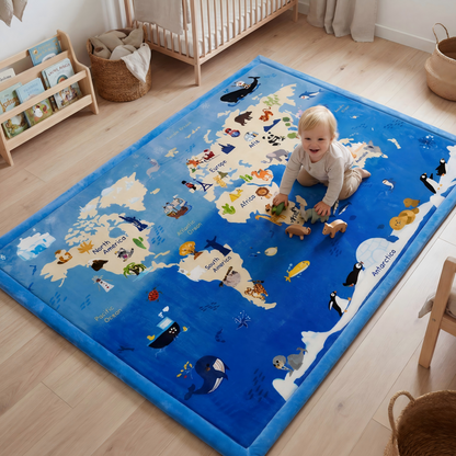 Whimsical Flannel Baby Play Mat 1.5" Thick – Non-Slip, Splash Resistant