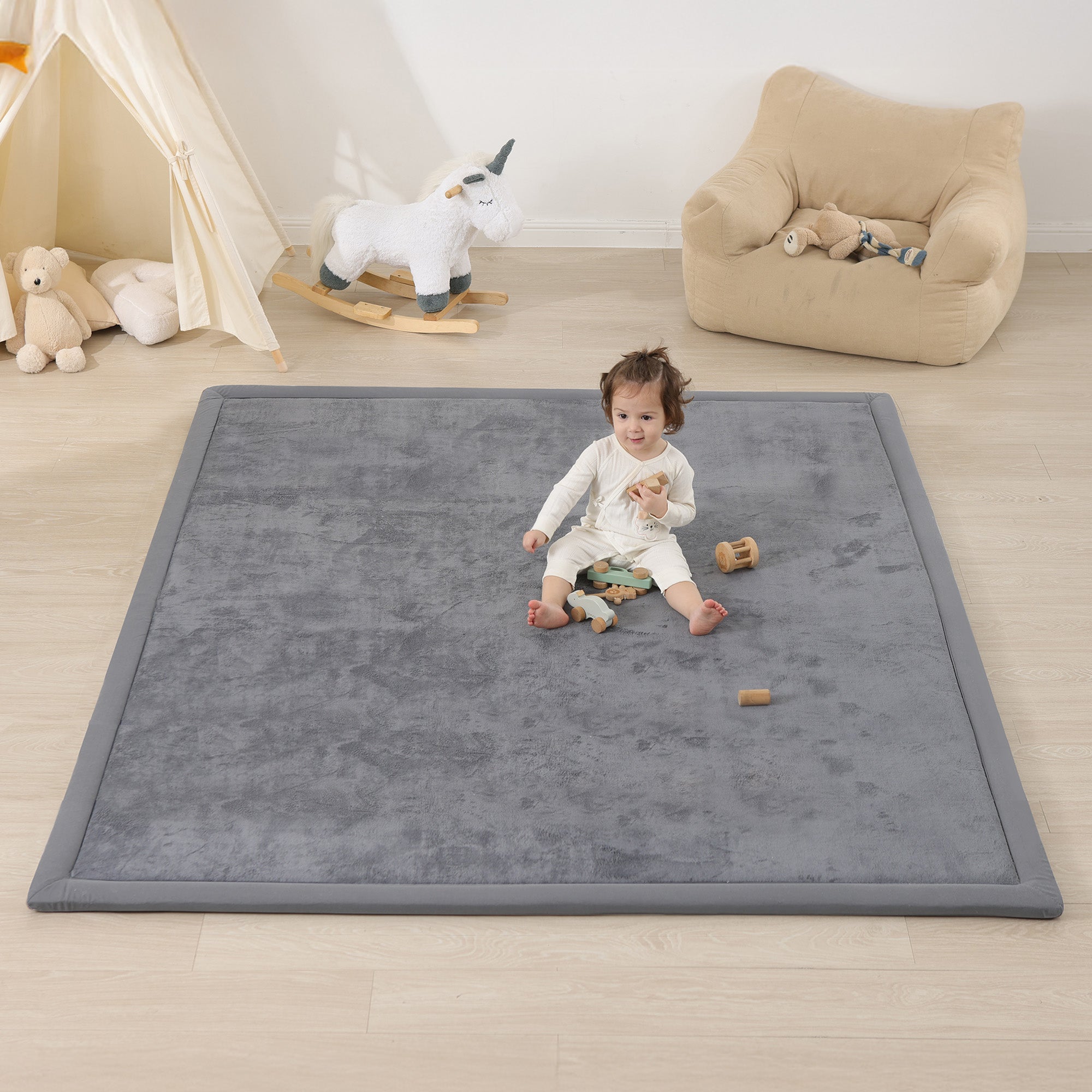 Memory Foam Baby Play Mat 1.3" Thick – Non-Slip, Splash Resistant