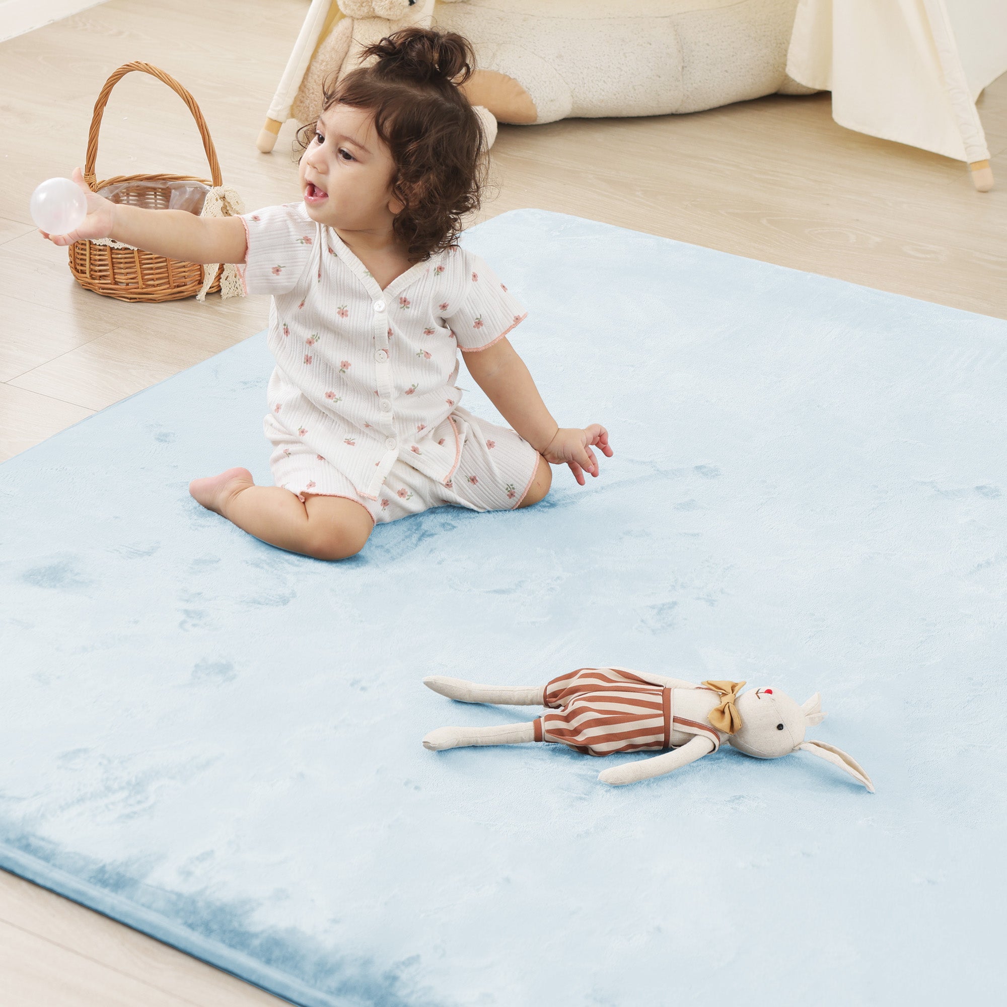 Plush Flannel Narrow-edge Baby Play Mat 1.5" Thick – Non-Slip, Splash Resistant
