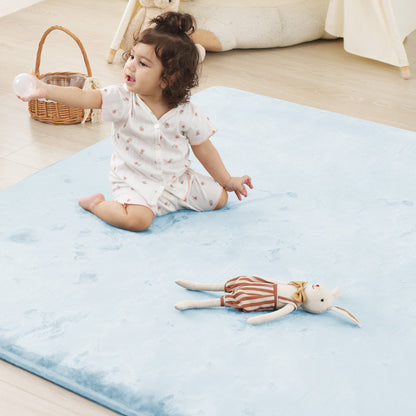 Plush Flannel Narrow-edge Baby Play Mat 1.5" Thick – Non-Slip, Splash Resistant