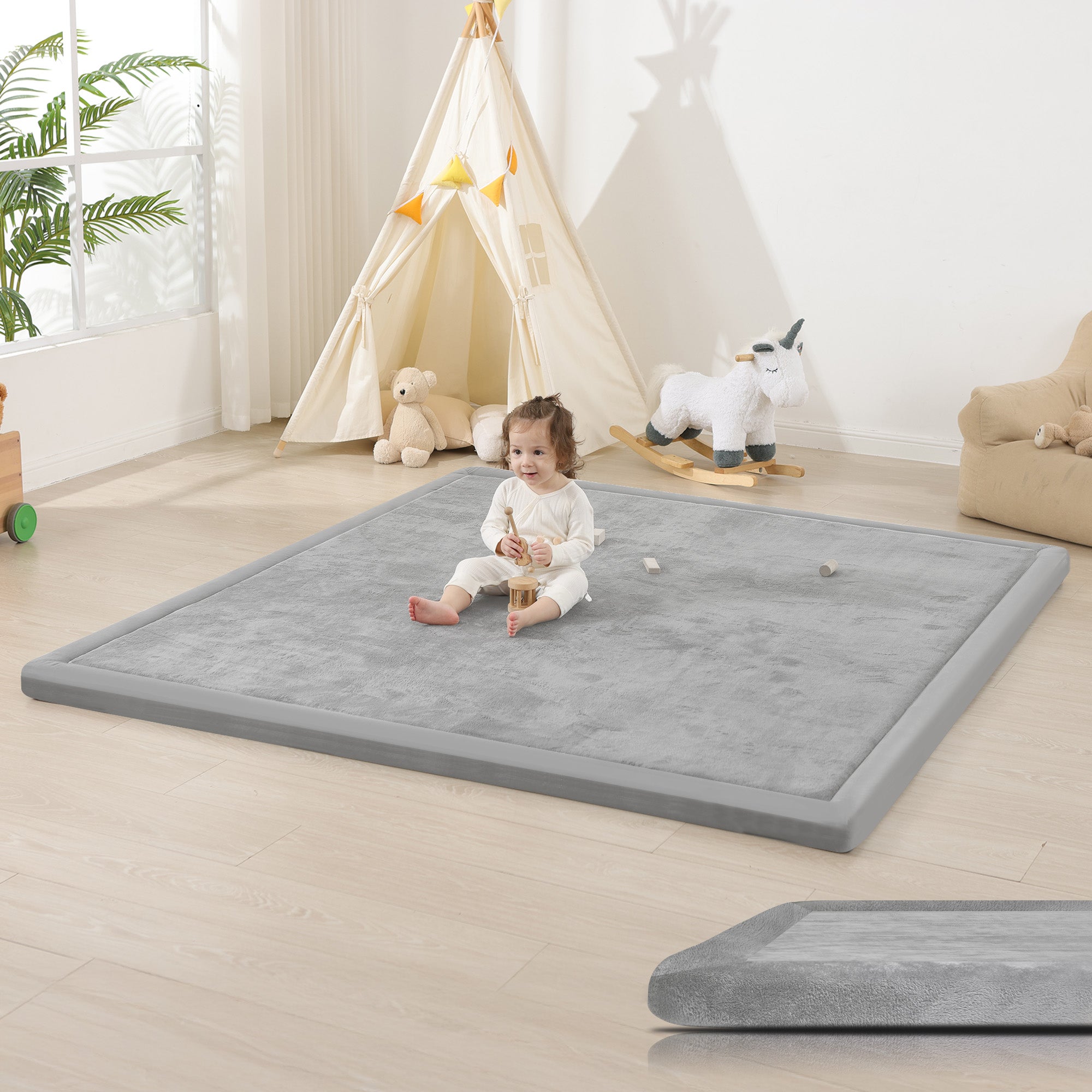 Memory Foam Baby Play Mat 1.3" Thick – Non-Slip, Splash Resistant