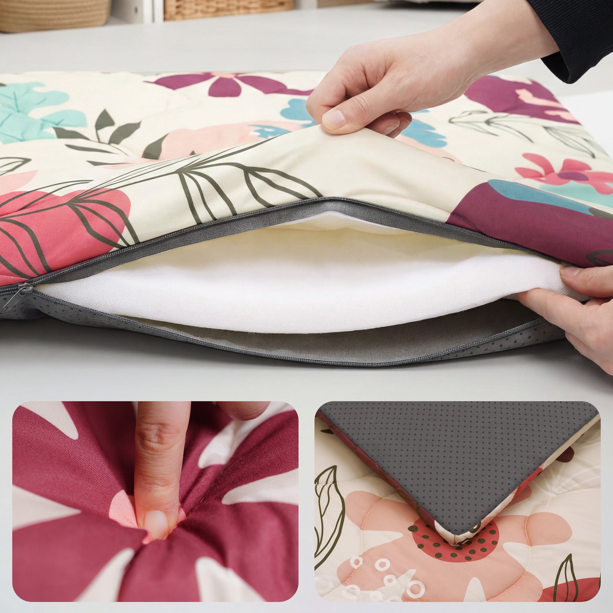 Quilted Comfort Baby Play Mat 1.5" Thick – Removable Cover, Non-Slip