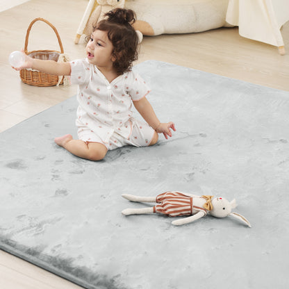 Plush Flannel Narrow-edge Baby Play Mat 1.5" Thick – Non-Slip, Splash Resistant