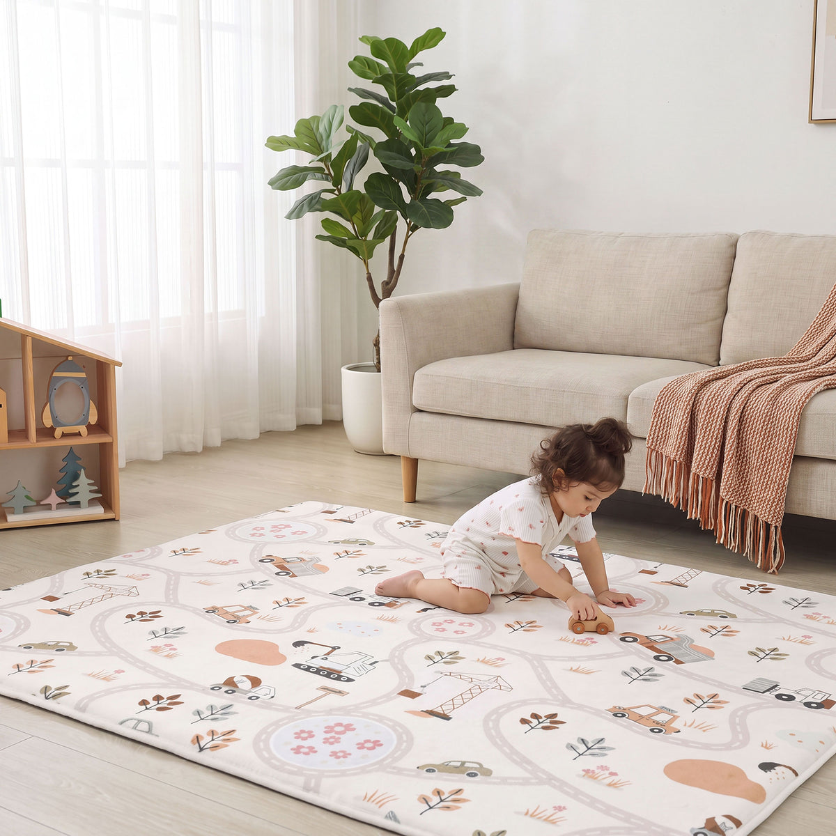 Everyday Explorers Baby Play Mat – Coral Velvet 1.3" Thick Memory Foam