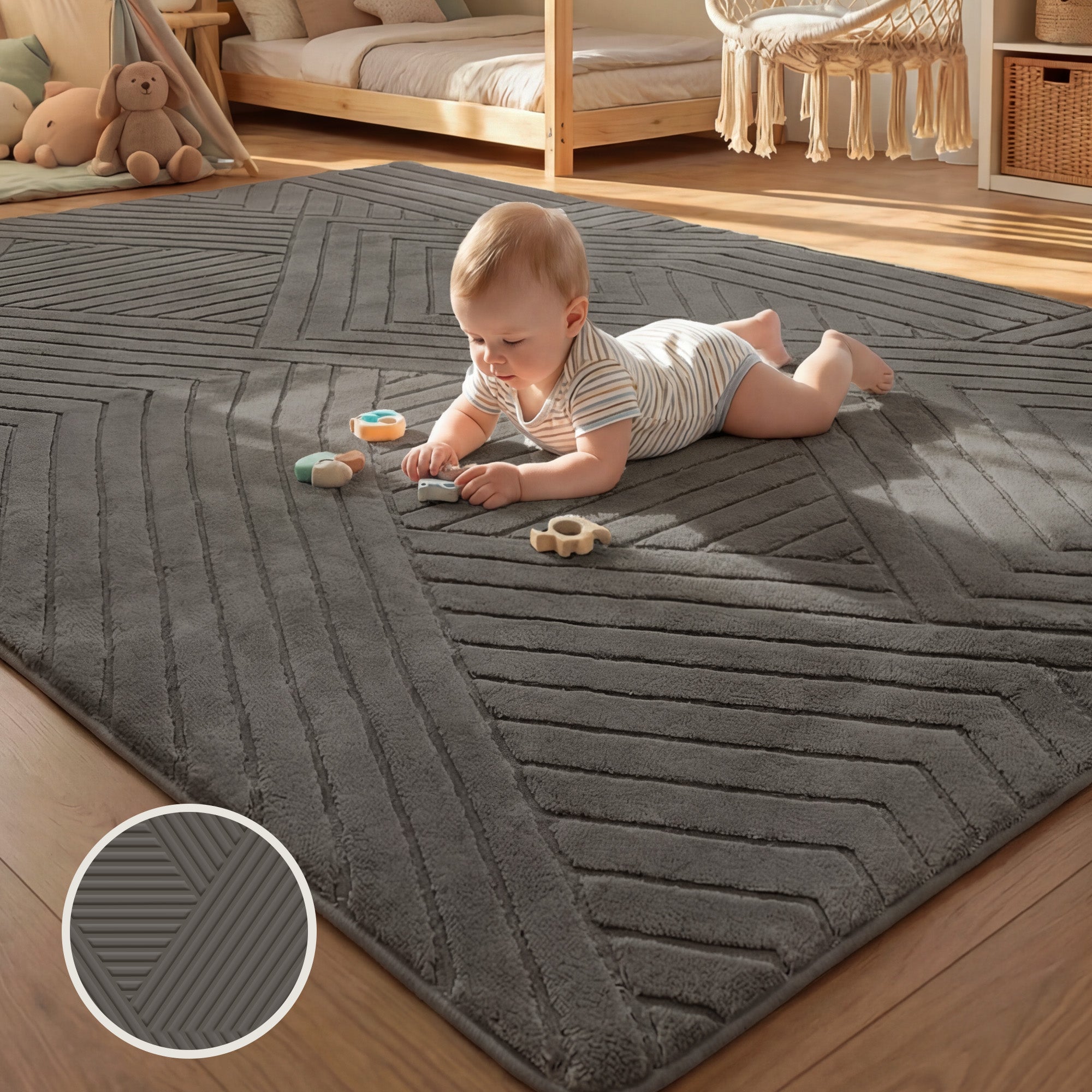 Diamond Weave Faux Fur Jacquard Plush Play Mat