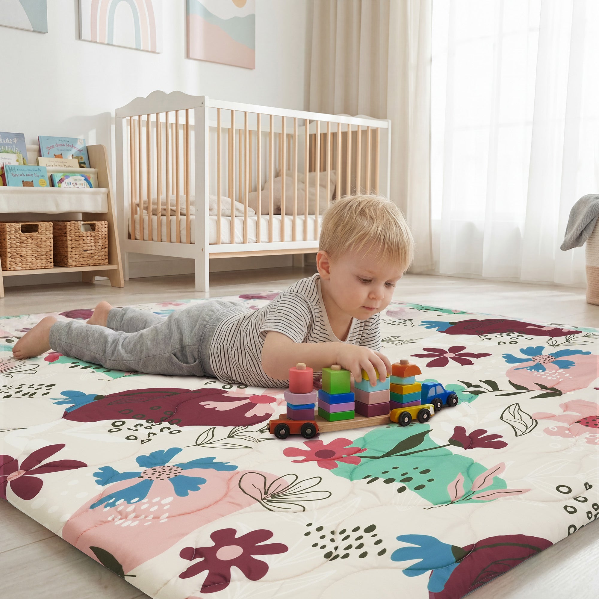 Quilted Comfort Baby Play Mat 1.5" Thick – Removable Cover, Non-Slip