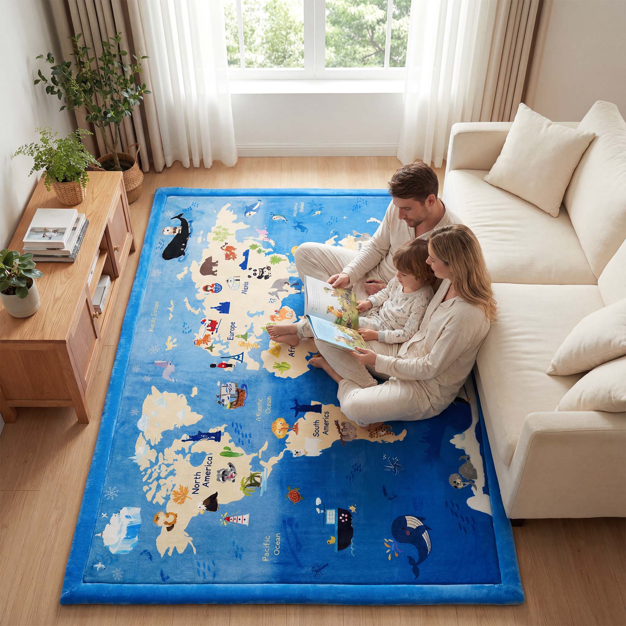 Whimsical Flannel Baby Play Mat 1.5" Thick – Non-Slip, Splash Resistant