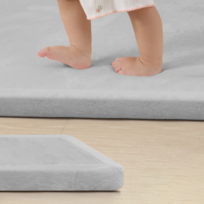 Plush Flannel Wide-edge Baby Play Mat 1.5" Thick – Non-Slip, Splash Resistant