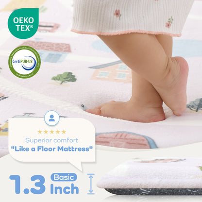 Everyday Explorers Baby Play Mat – Coral Velvet 1.3" Thick Memory Foam