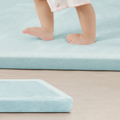 Plush Flannel Wide-edge Baby Play Mat 1.5" Thick – Non-Slip, Splash Resistant
