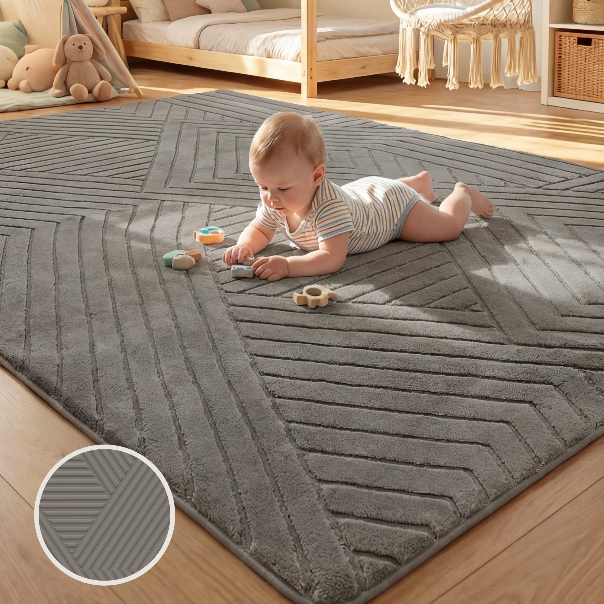 Diamond Weave Faux Fur Jacquard Plush Play Mat