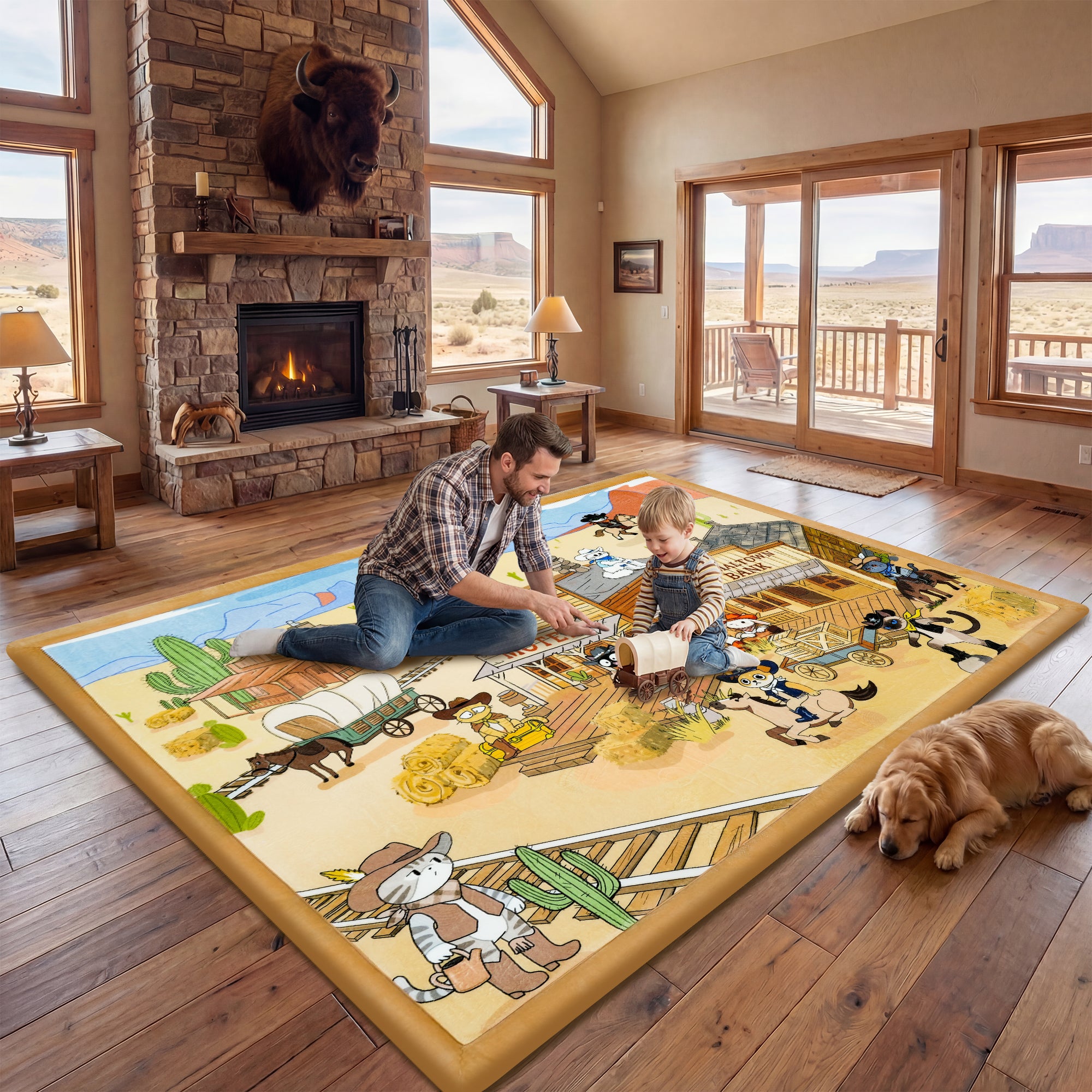 Whimsical Flannel Baby Play Mat 1.5" Thick – Non-Slip, Splash Resistant